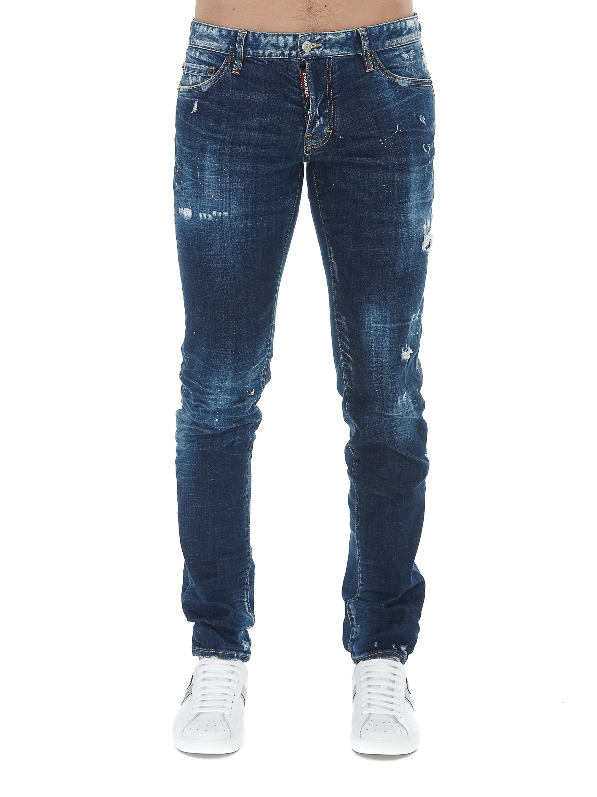 Straight leg jeans Dsquared2 - Slim logo label detailed denim jeans ...