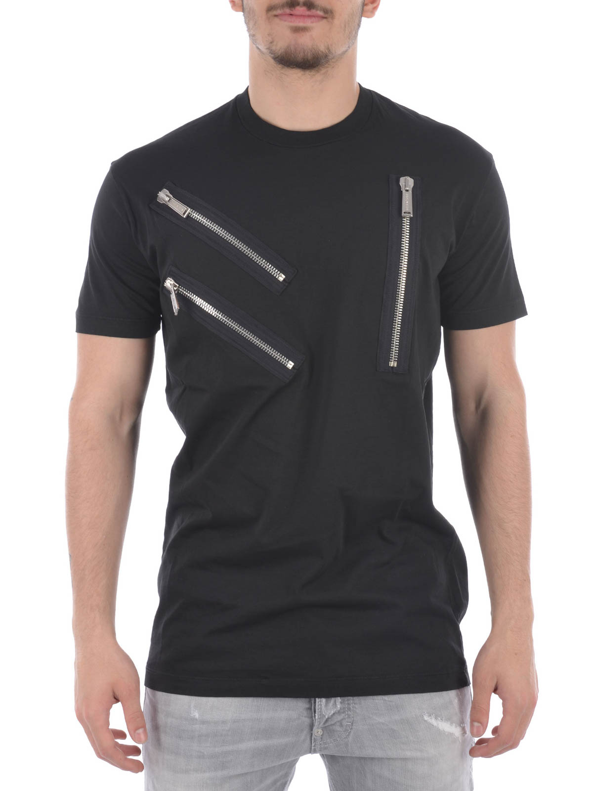 Dsquared2 - Zip detailed cotton T-shirt 