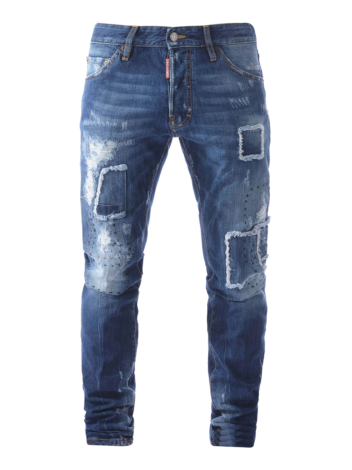 Straight leg jeans Dsquared2 - Cool Guy patched worn looking jeans ...