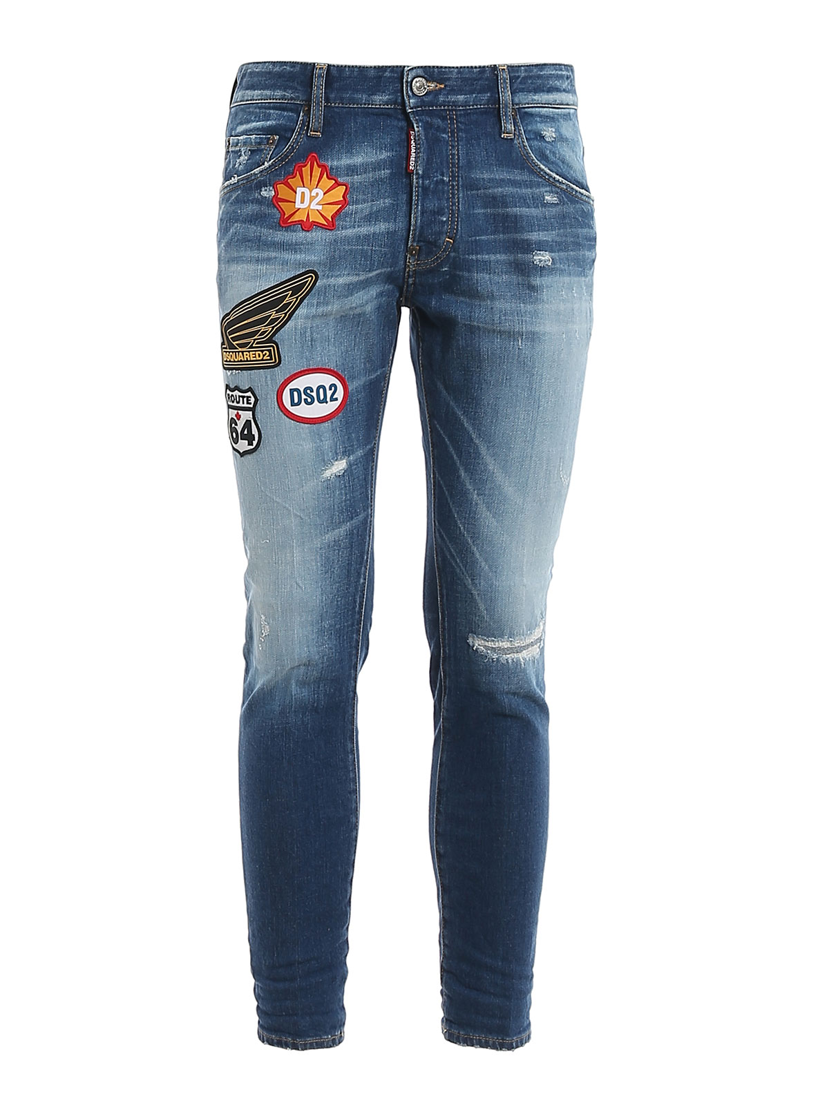 Dsquared2 Skater Jeans With Patches In Light Wash