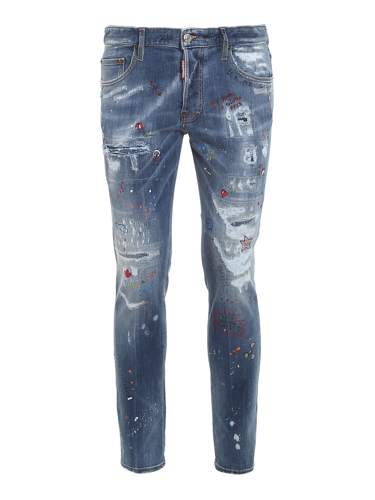 Straight leg jeans Dsquared2 - Skater rhinestone printed jeans 
