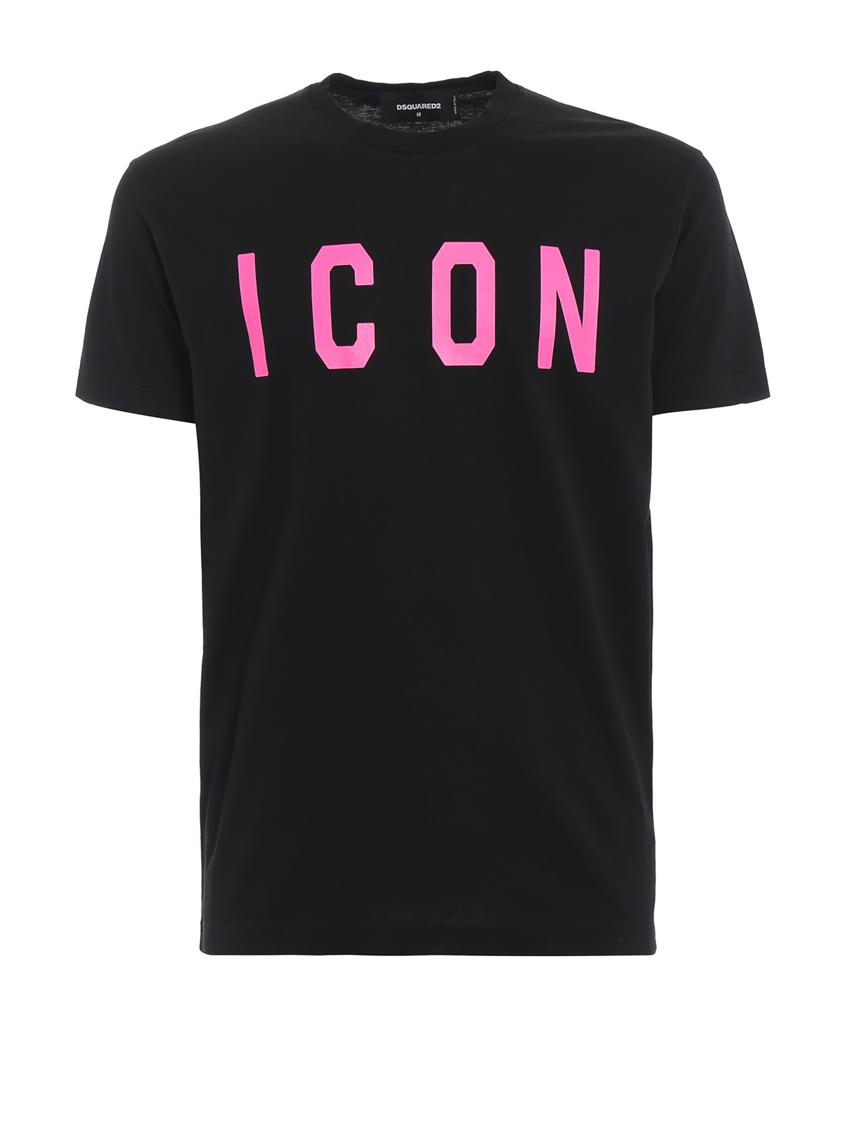 Acid pink Icon black cotton T-shirt 