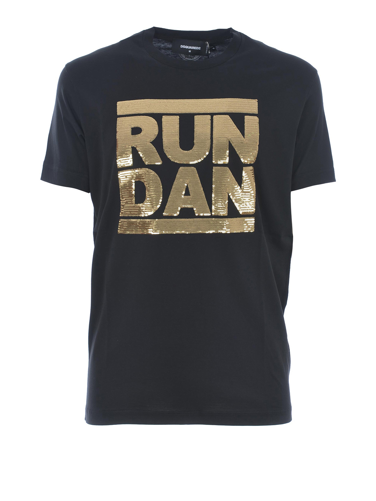 Gold-tone sequined Run Dan logo T-shirt 
