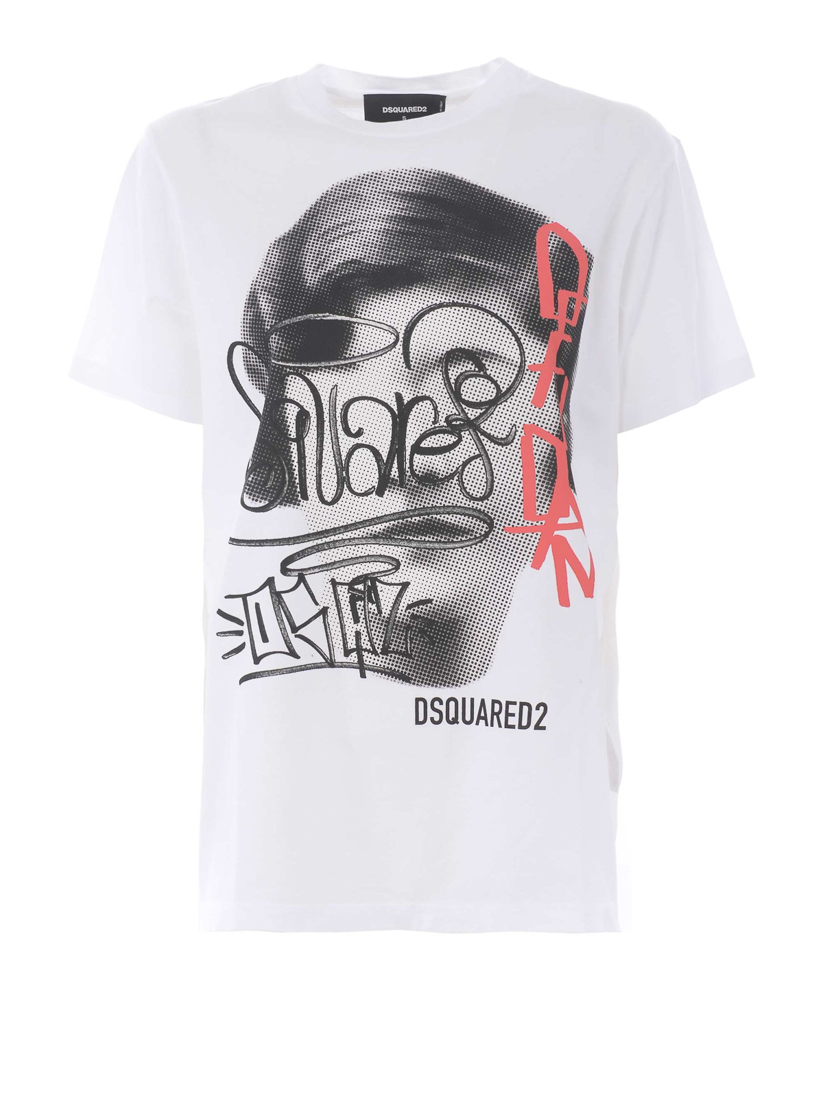 T-shirts Dsquared2 - Graffiti print white cotton T-shirt ...