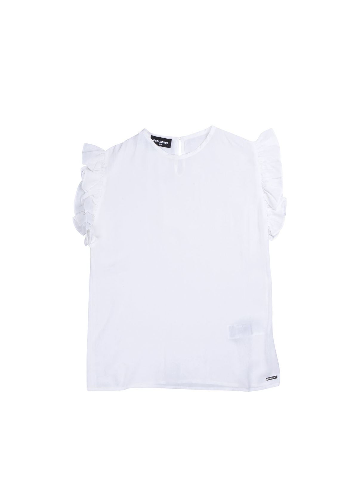 DSQUARED2 RUFFLED TOP IN WHITE