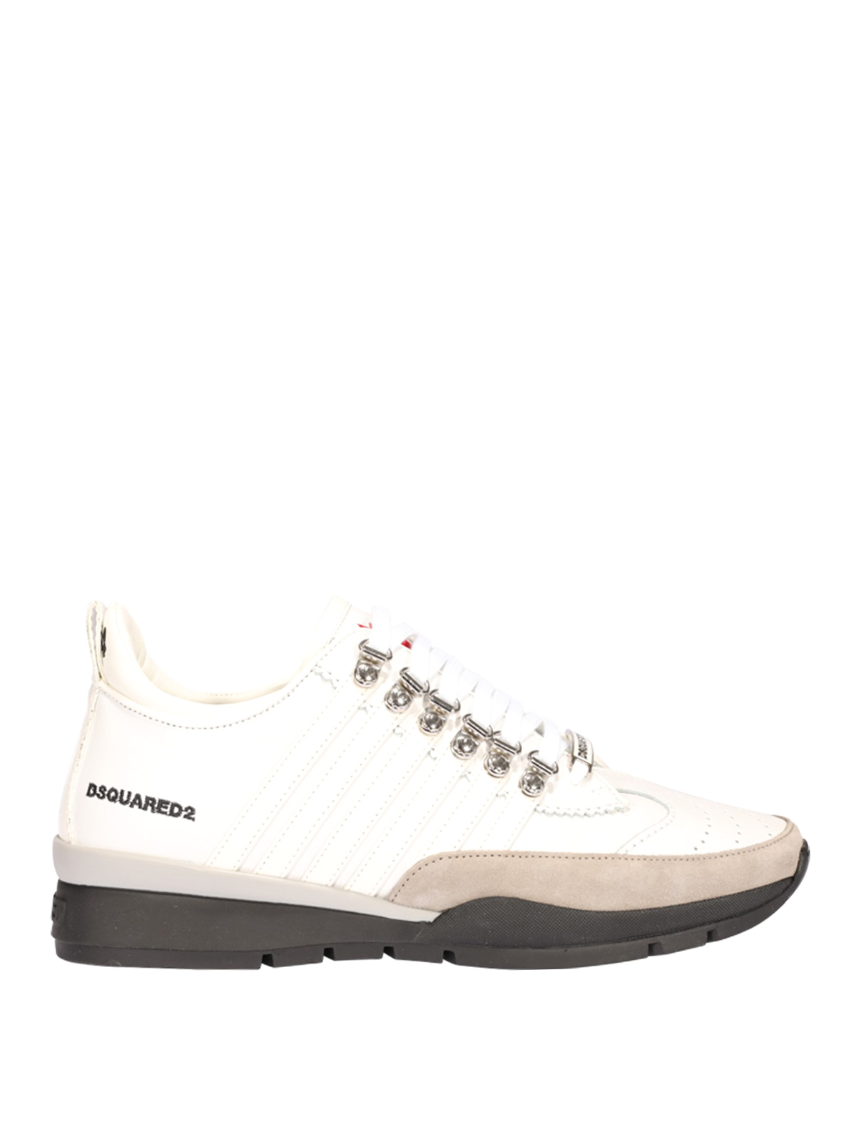 DSQUARED2 251 RED LOGO WHITE LEATHER SNEAKERS