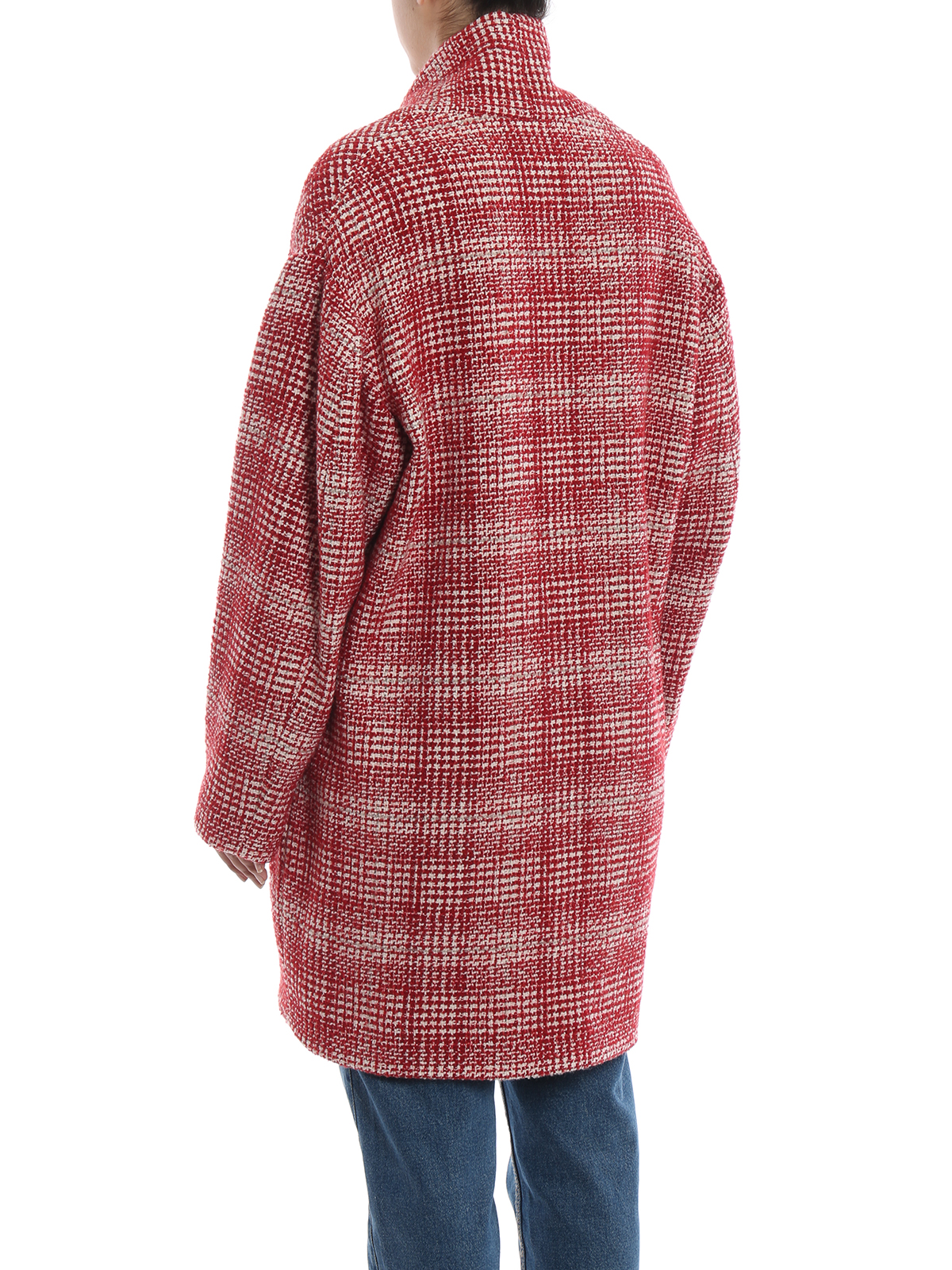 Isabel Marant Etoile Eabrie Red Chequered Tweed Short Coat Short Coats Maa005e70rd
