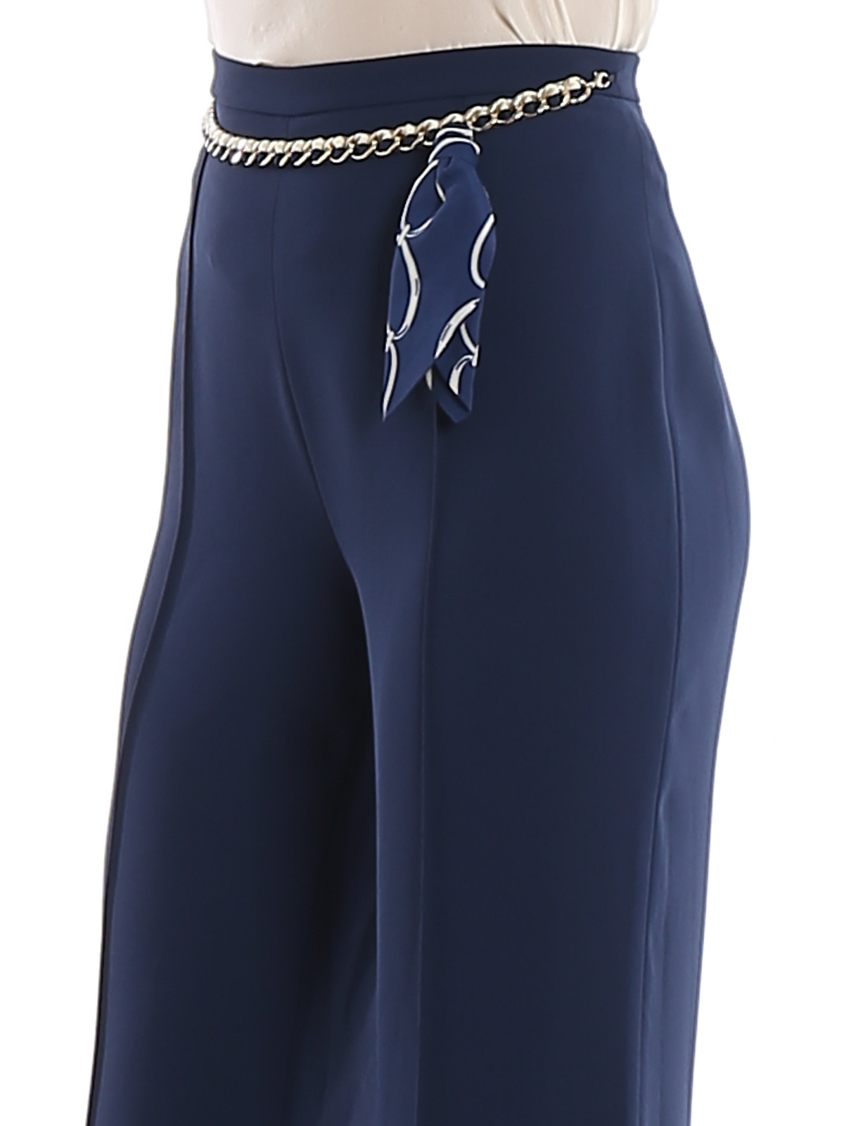 Pantaloni sartoriali Elisabetta Franchi - Pantaloni palazzo con dettaglio  catena - PA06301E2Y02
