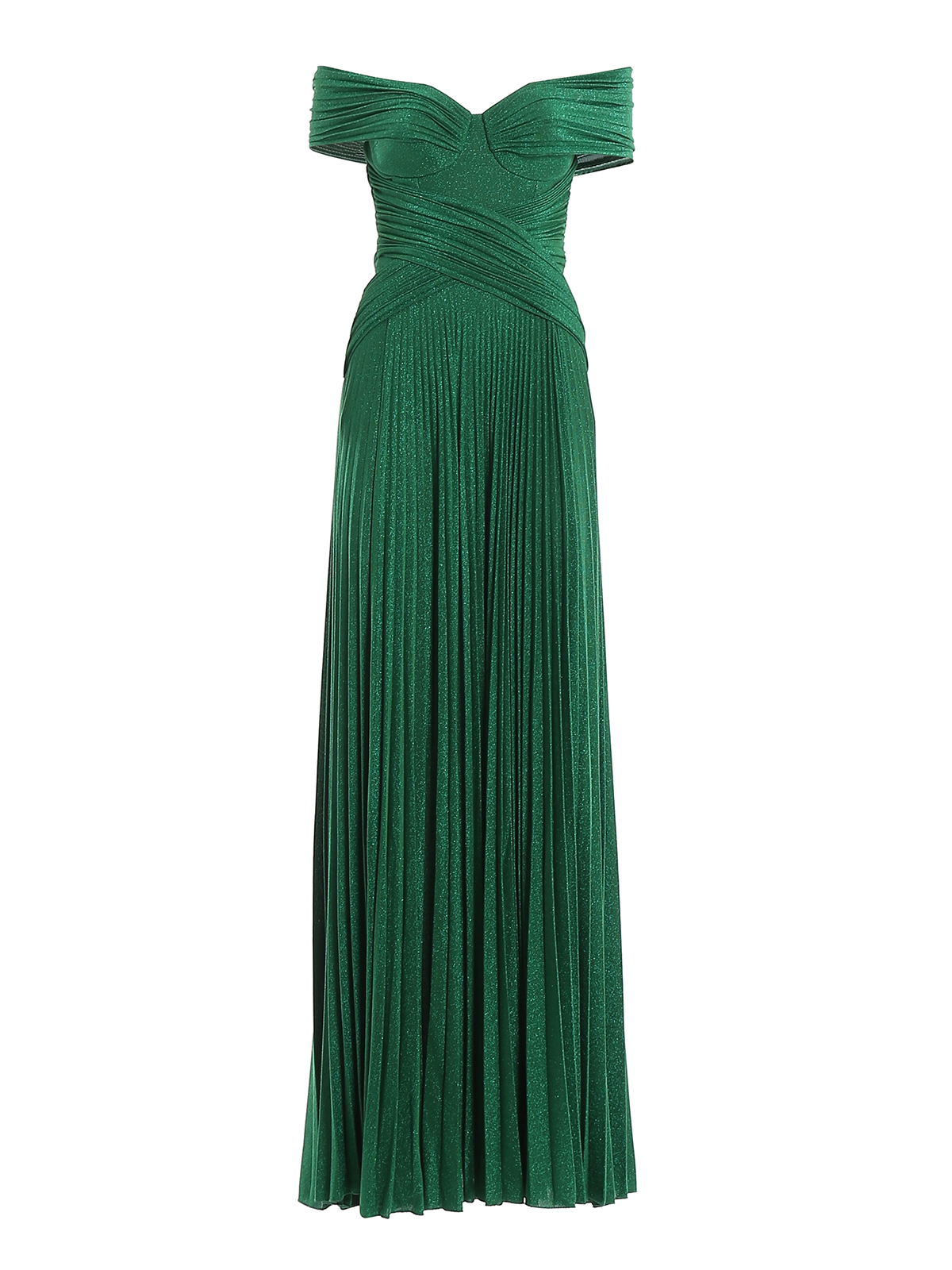 Evening dresses Elisabetta Franchi - Green pleated bustier dress ...
