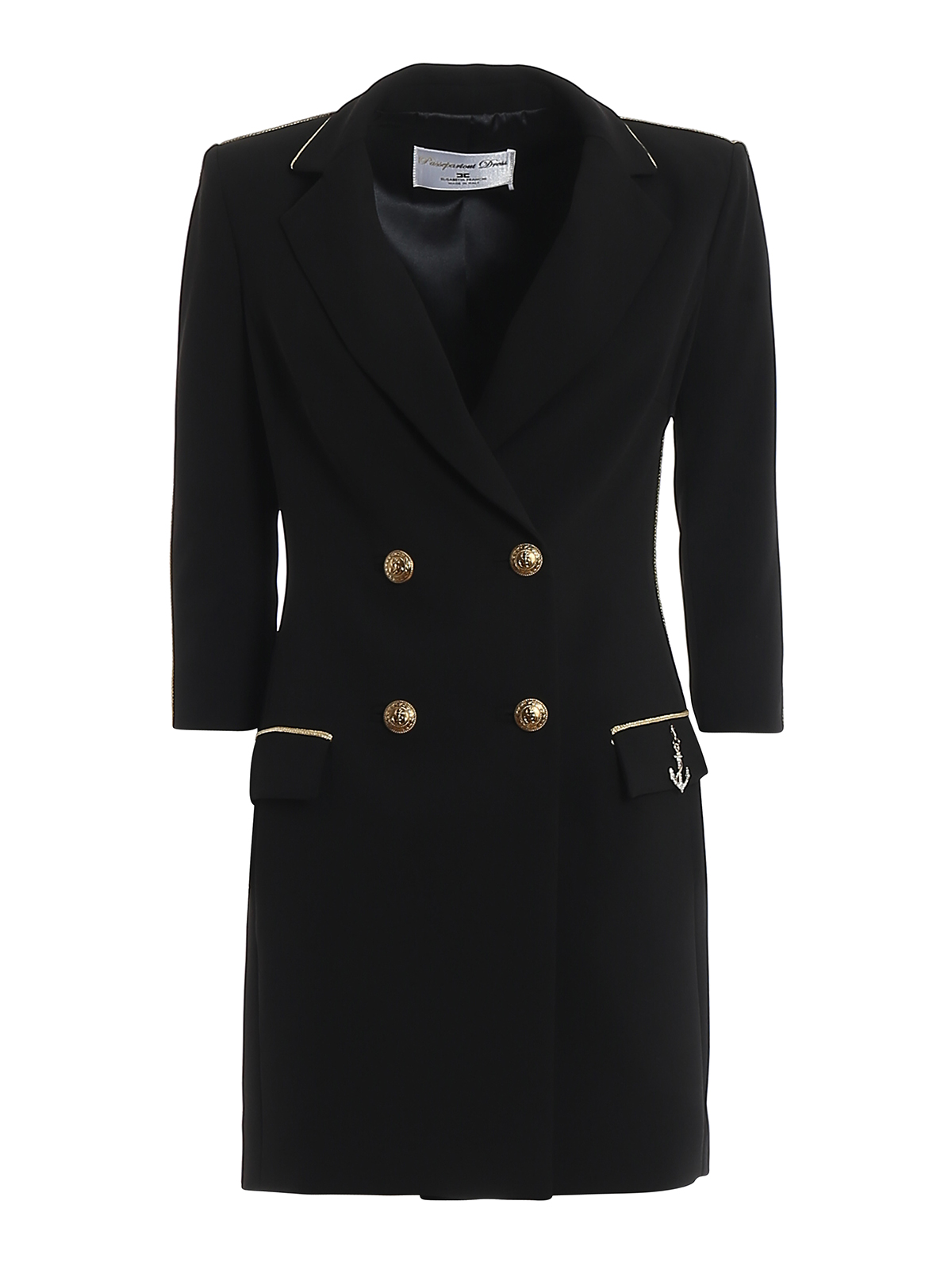 ELISABETTA FRANCHI DOUBLE-BREASTED BLACK COAT DRESS