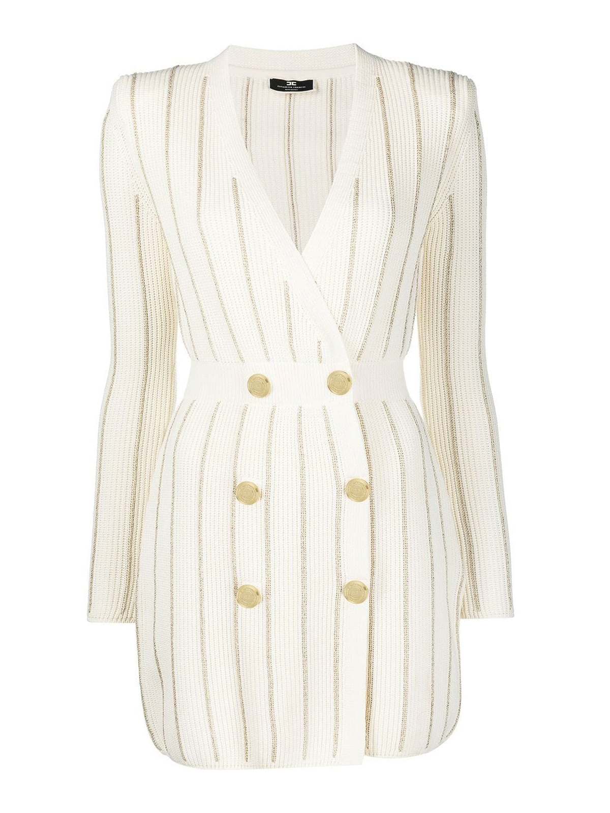 Elisabetta Franchi Pinstriped Blazer-style Dress In White
