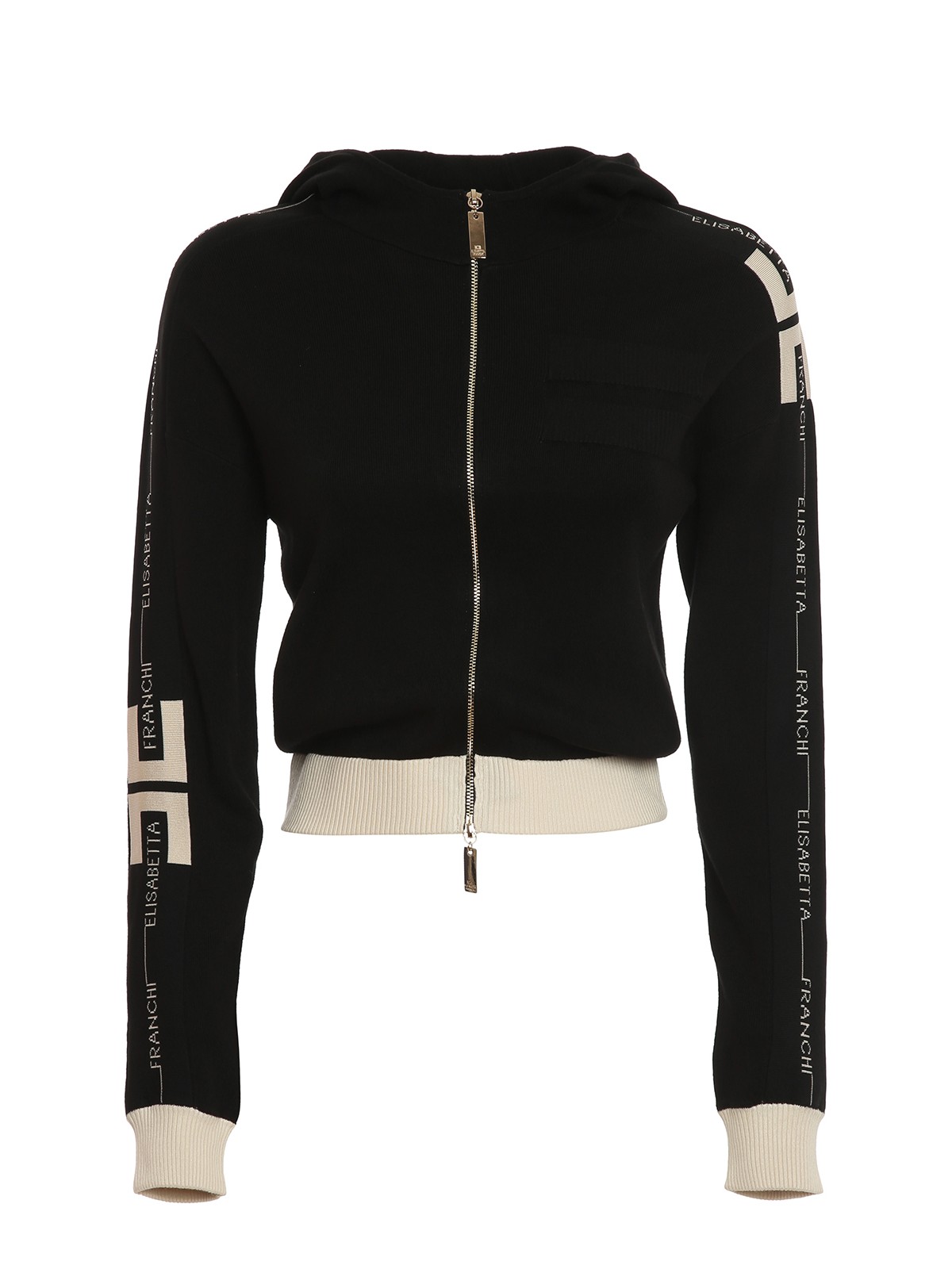 ELISABETTA FRANCHI LOGO TAPE VISCOSE BLEND HOODIE