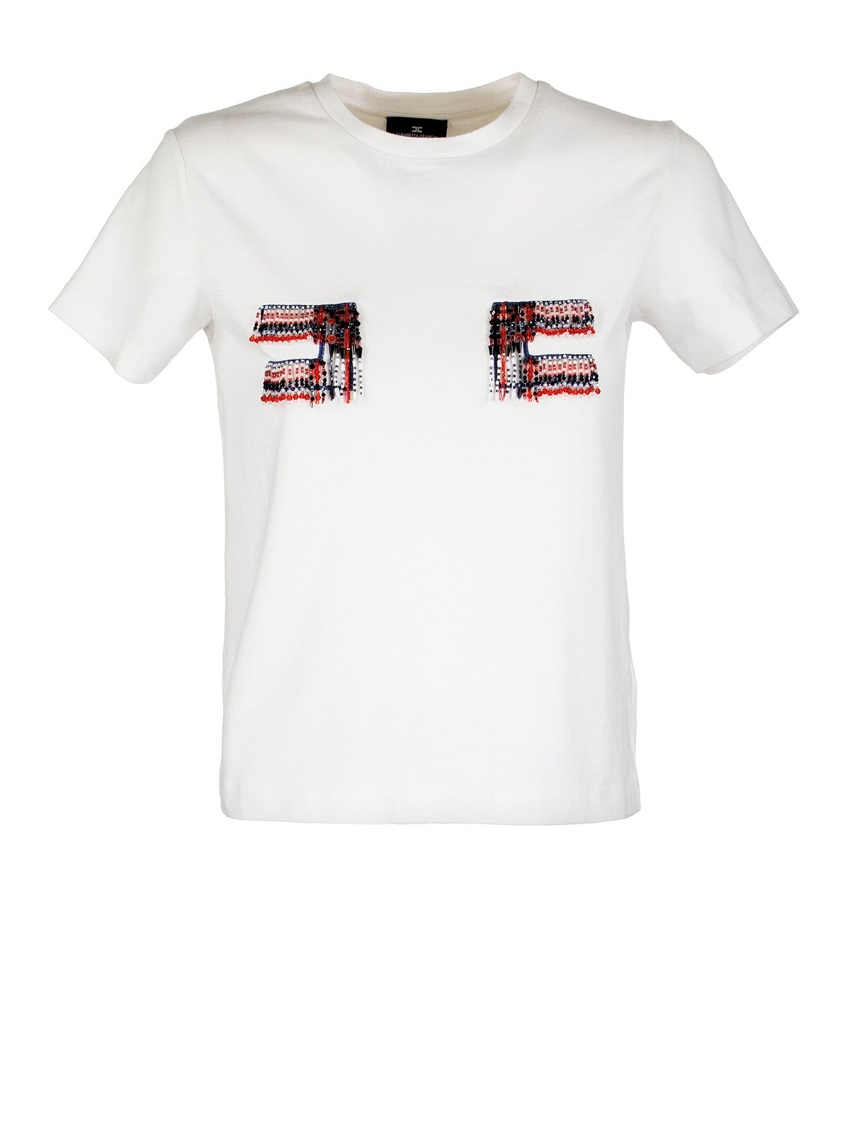 Elisabetta Franchi - T-shirt con logo in perline colorate - t-shirt -  MR02A01E2270