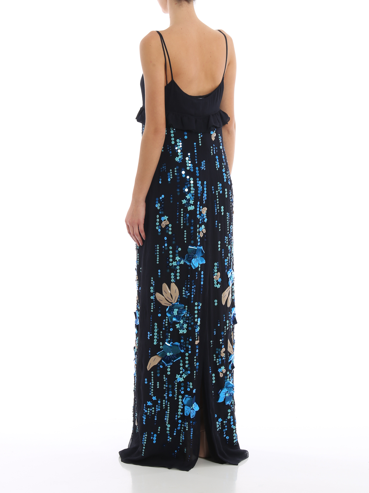 Evening dresses Prada - Embellished blue chiffon long slip dress -  P37P3R1S87124