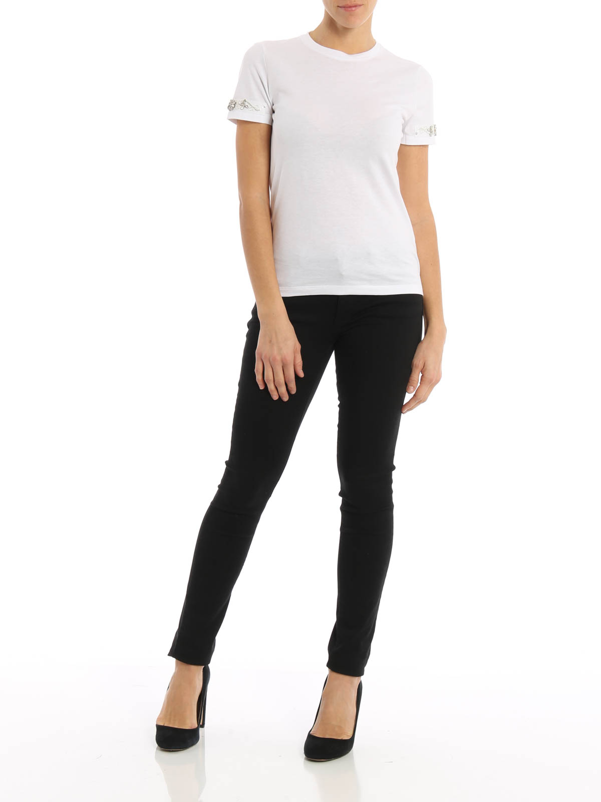 embellished sleeves t shirt by ermanno scervino t shirts embellished sleeves t shirt by ermanno scervino t shirts