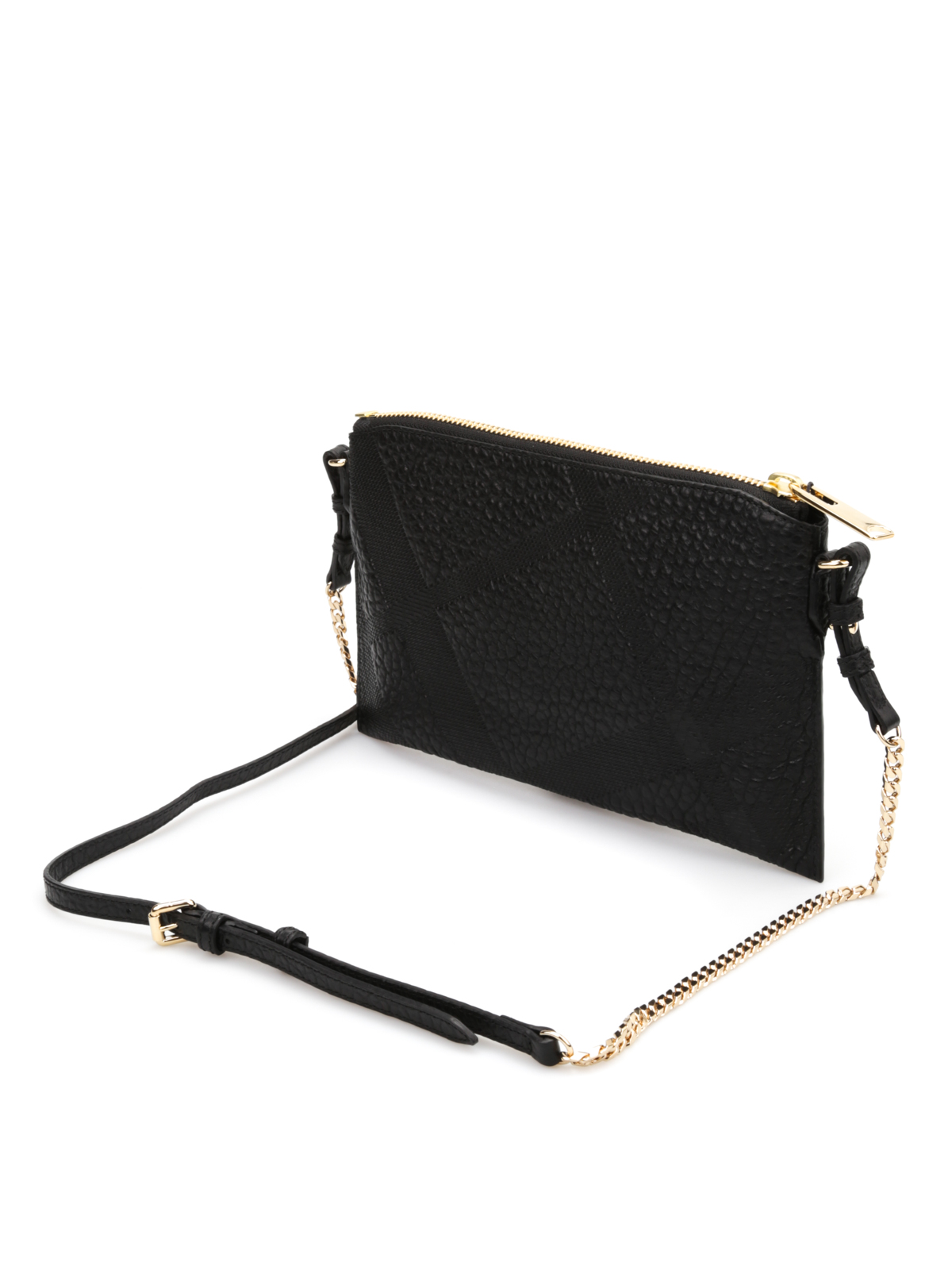 Embossed Check leather clutch bag 