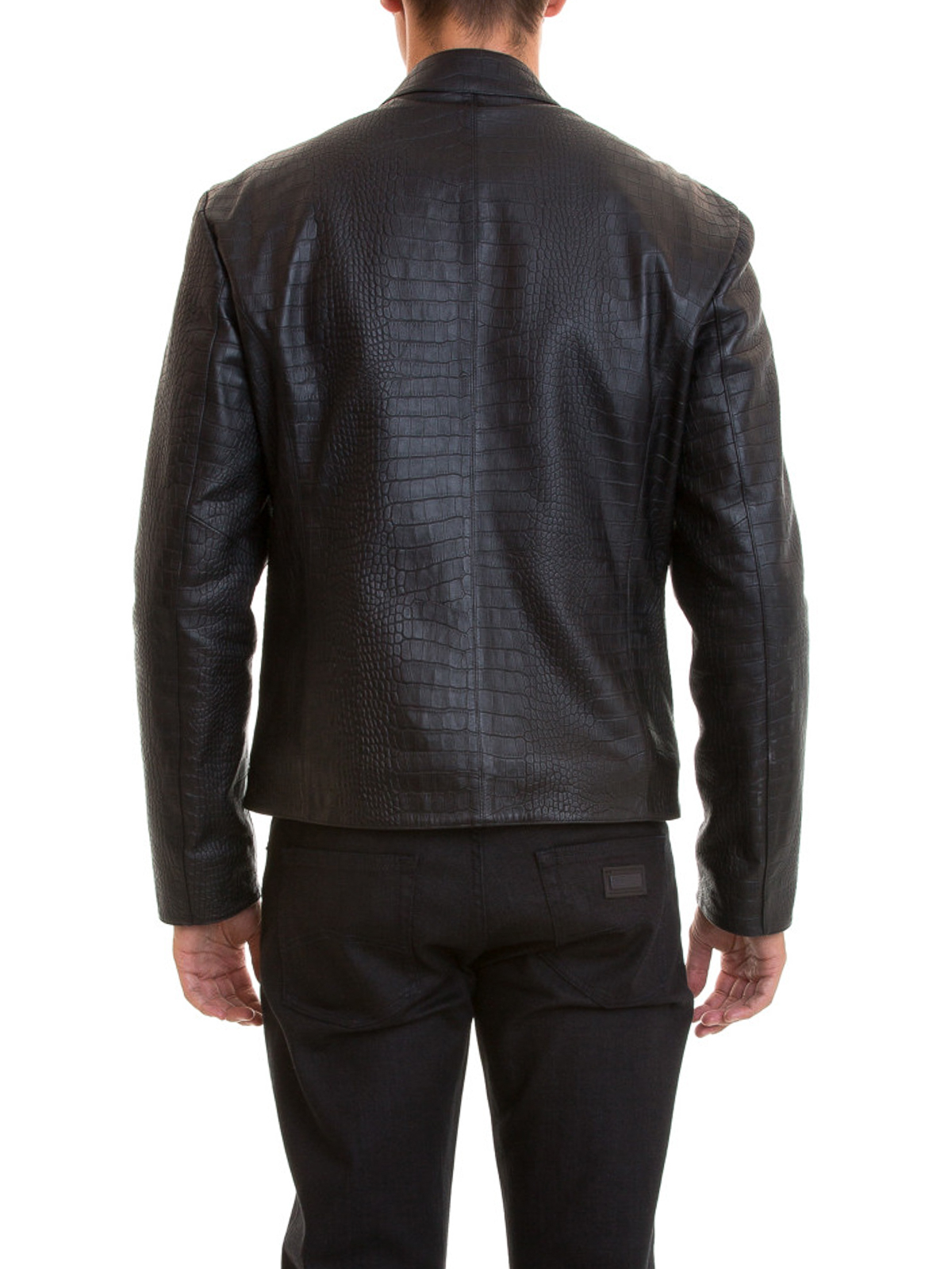 Embossed Cocco Print Leather Jacket By Armani Collezioni Embossed Cocco Print Leather Jacket Armani Collezioni