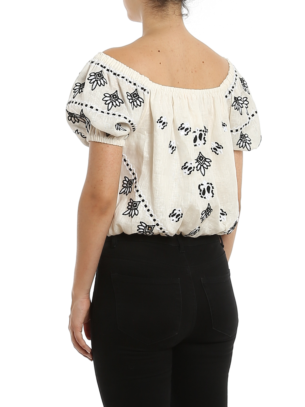 Tops & Tank tops Tory Burch - Embroidered linen crop top - 75109104