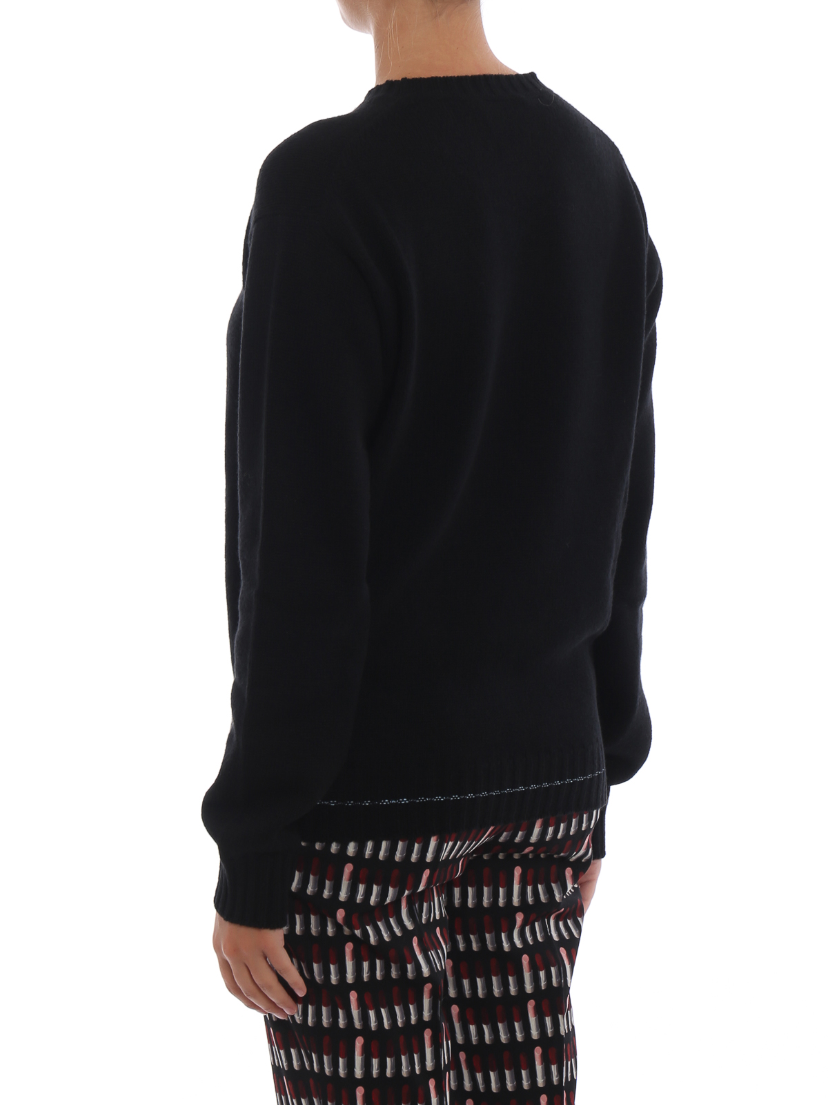 Prada - Embroidered logo on hem cashmere crewneck - crew necks - 124B501RZ1F0008S002