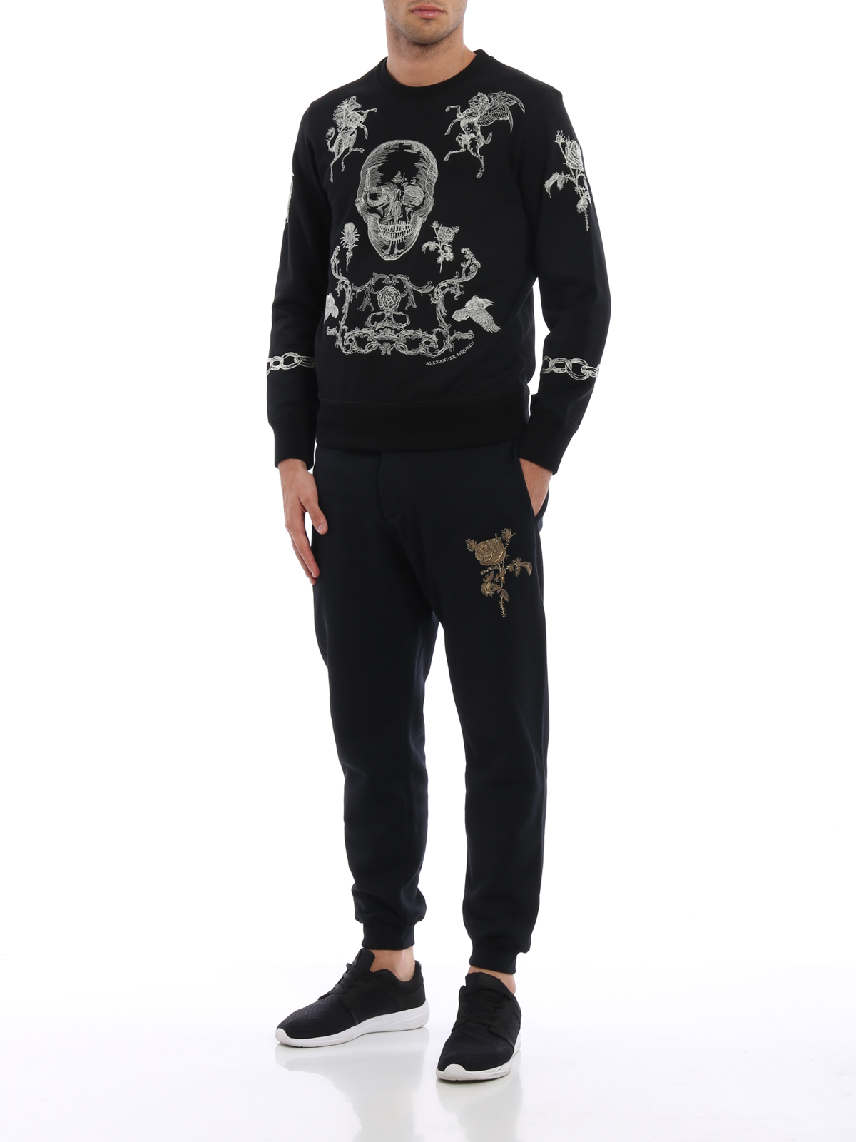 Embroidered rose tracksuit bottoms 