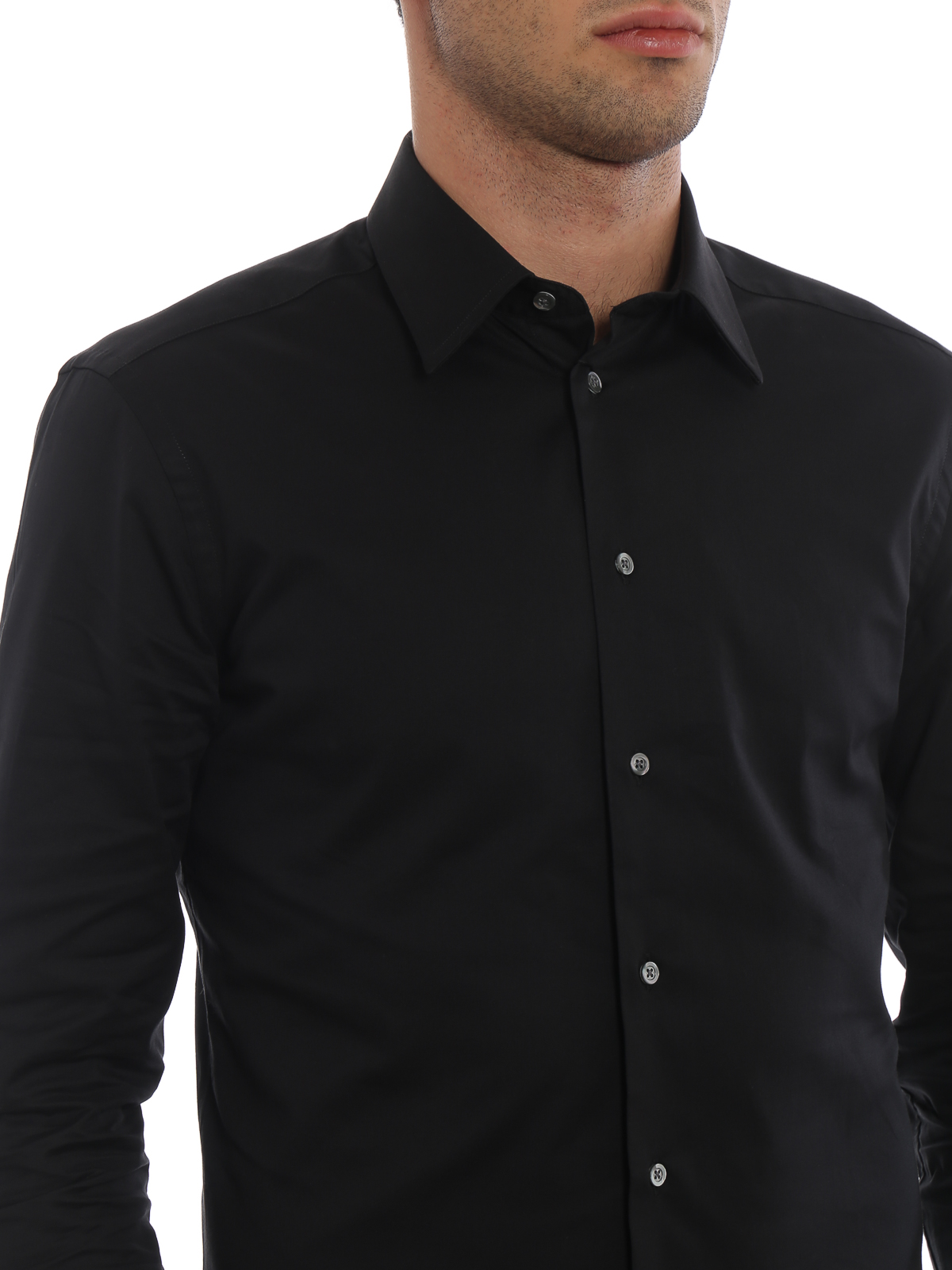 Emporio Armani - Camicia nera in cotone stretch - camicie - 11CS5L11C45999