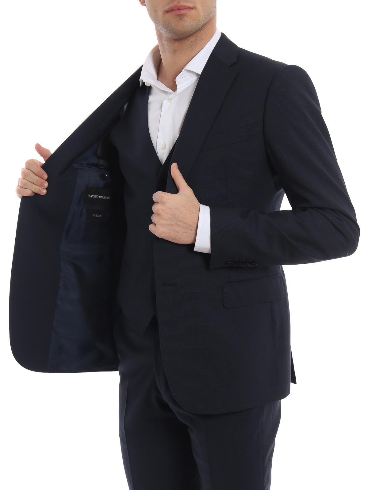 Formal suits Emporio Armani - Blue wool jacquard three-piece suit -  21YMEB21592920
