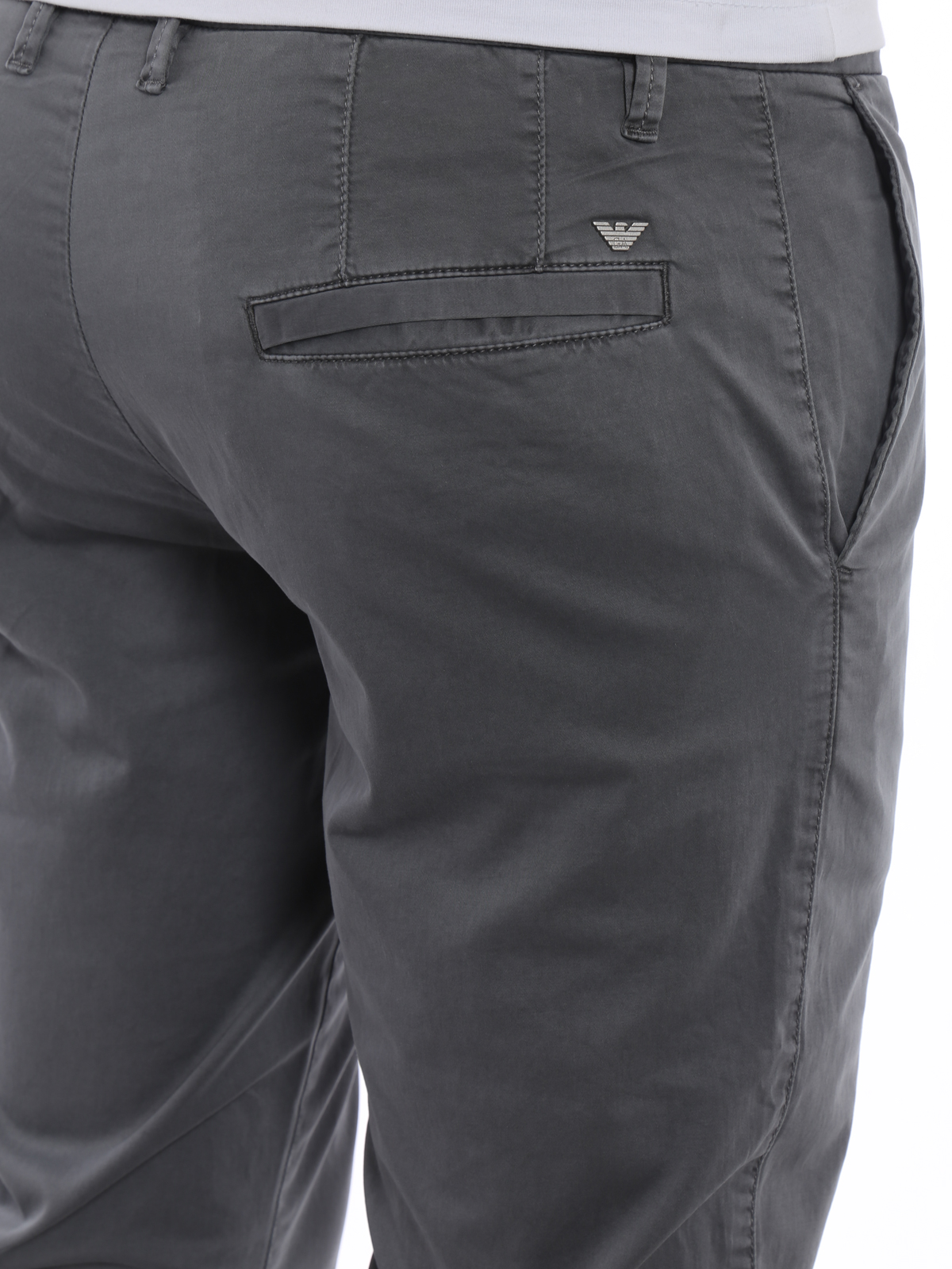 Grey stretch cotton chino trousers 