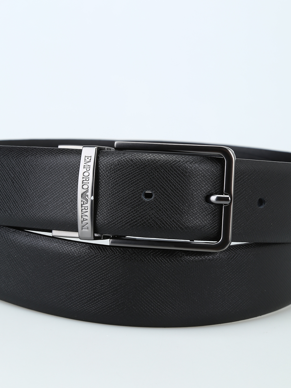Belts Emporio Armani - Black saffiano reversible belt - Y4S202YLP4J88001