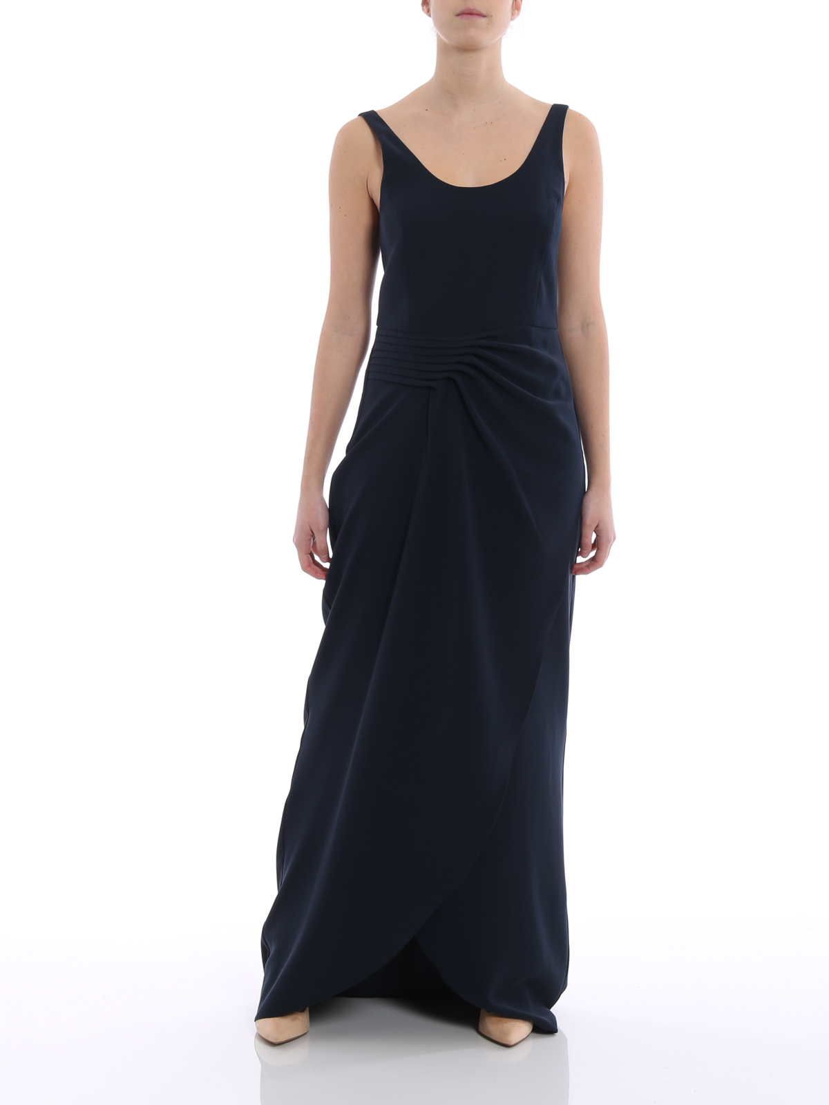 Evening dresses Emporio Armani - Solid blue cady sleeveless gown -  WNA20TWM015920
