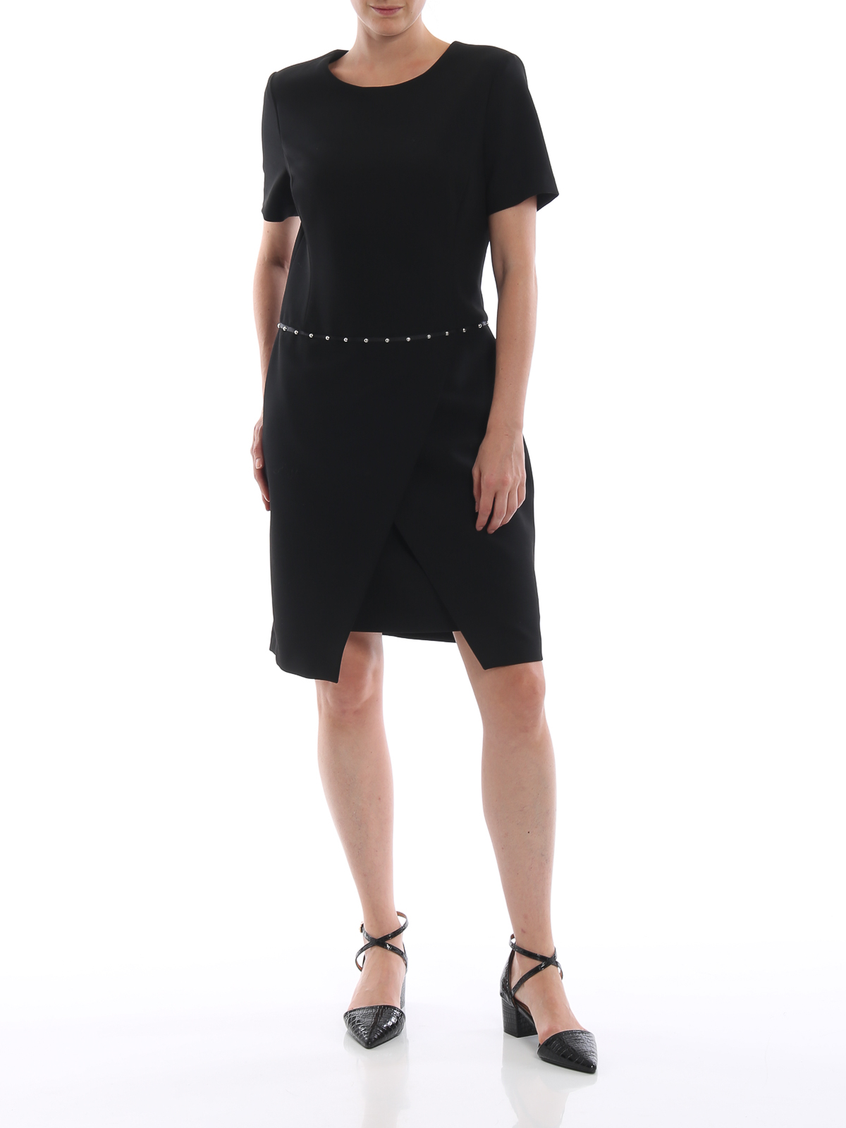 Knee length dresses Emporio Armani - Little black dress with stepped hem -  1NA39T12005999