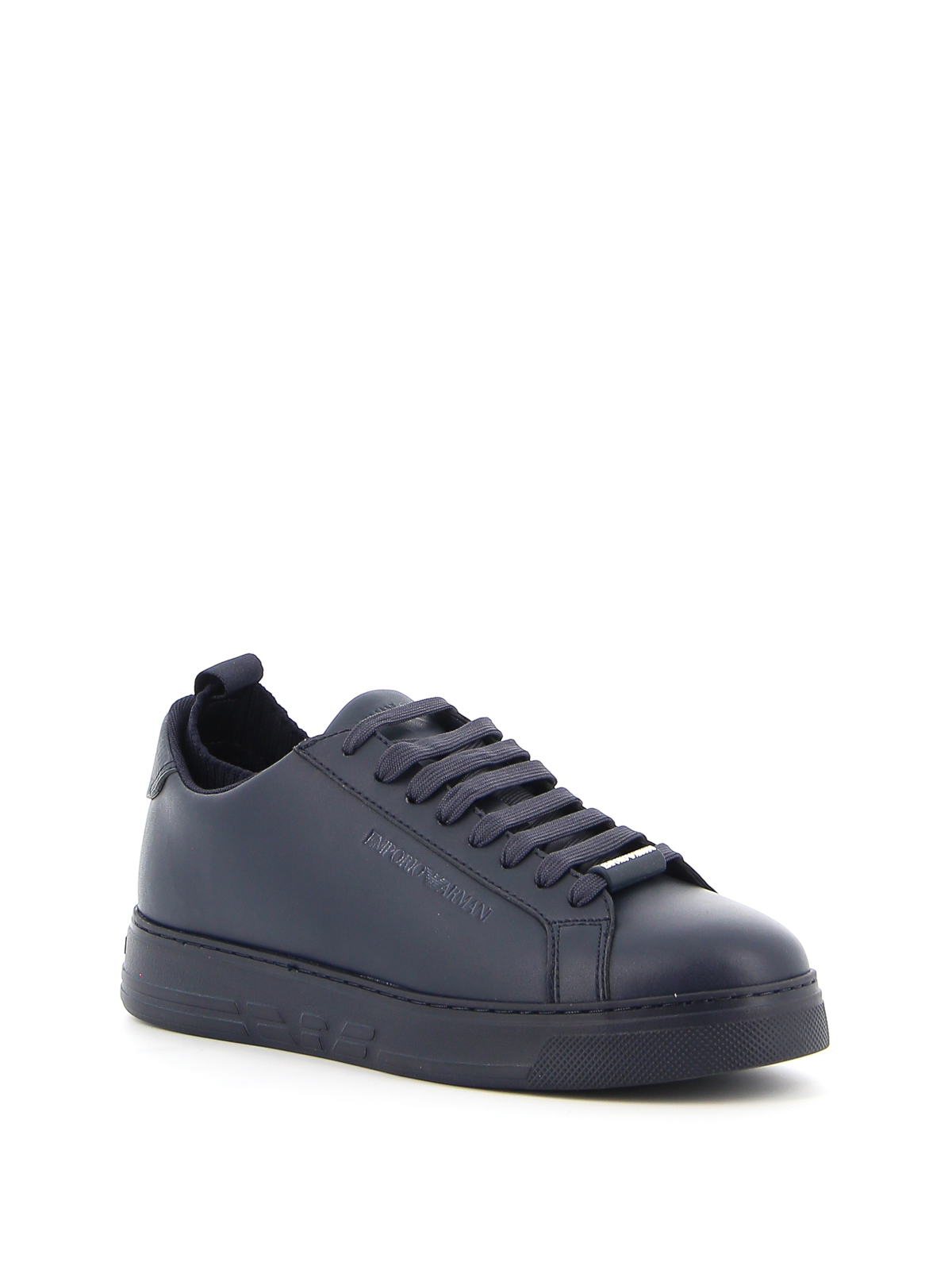 emporio armani leather trainers