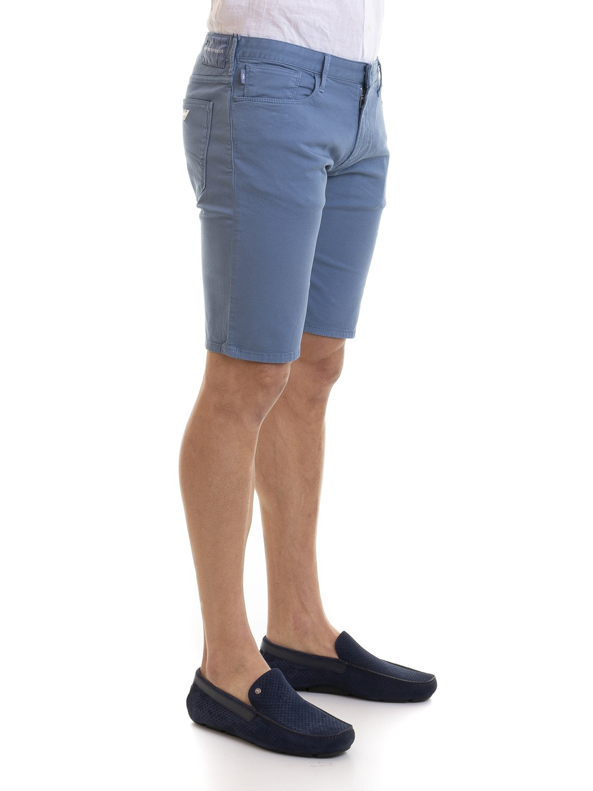 gelei Demon Roeispaan Trousers Shorts Emporio Armani - Light blue cotton jeans style short pants  - 3G1PA61N4ZZ0947