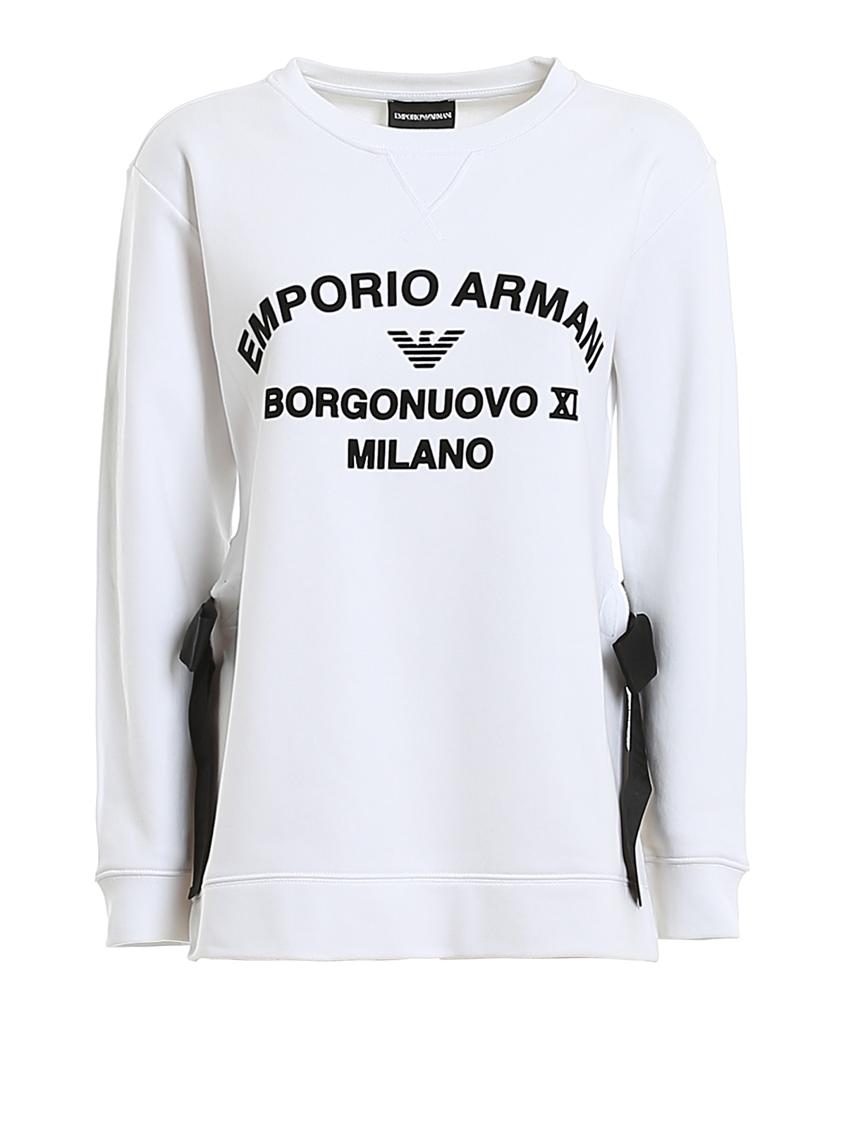 Sweatshirts & Sweaters Emporio Armani - Ribbon velvet logo sweatshirt ...