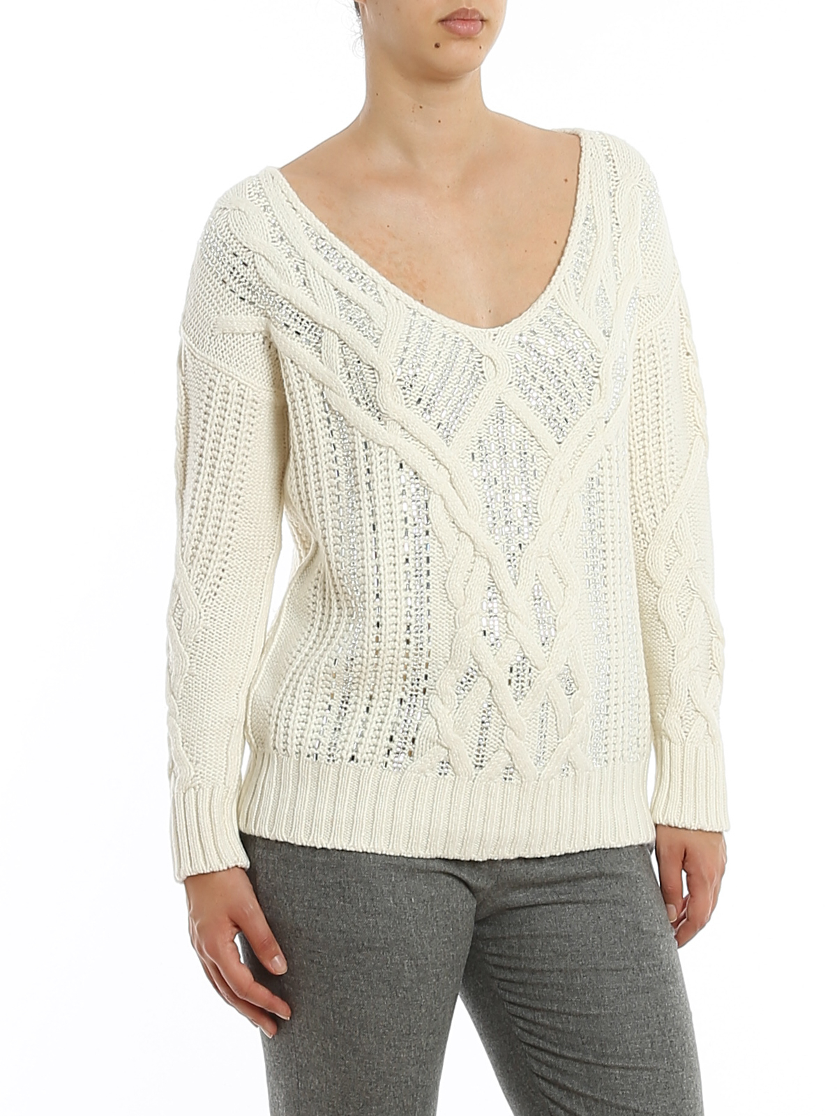 embellished v neck sweater