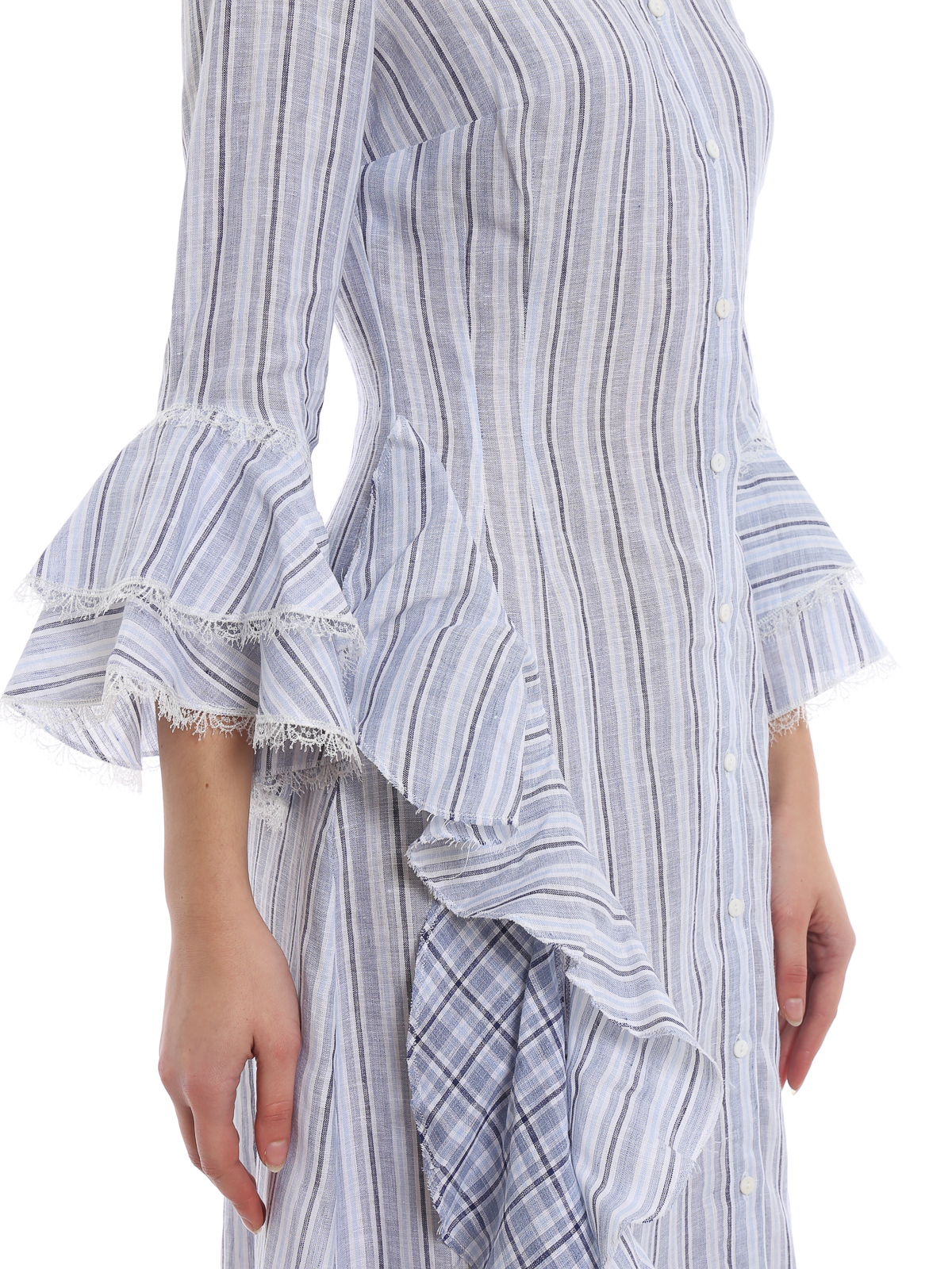 Striped linen maxi shirt dress ...
