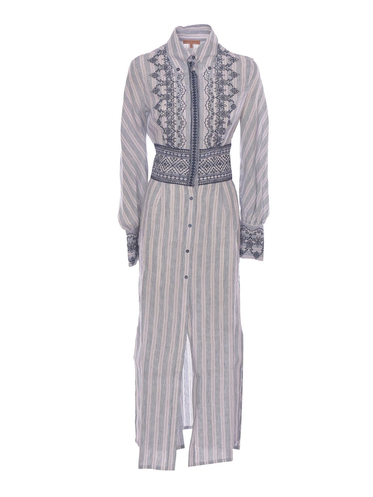 blue and white shirt dress