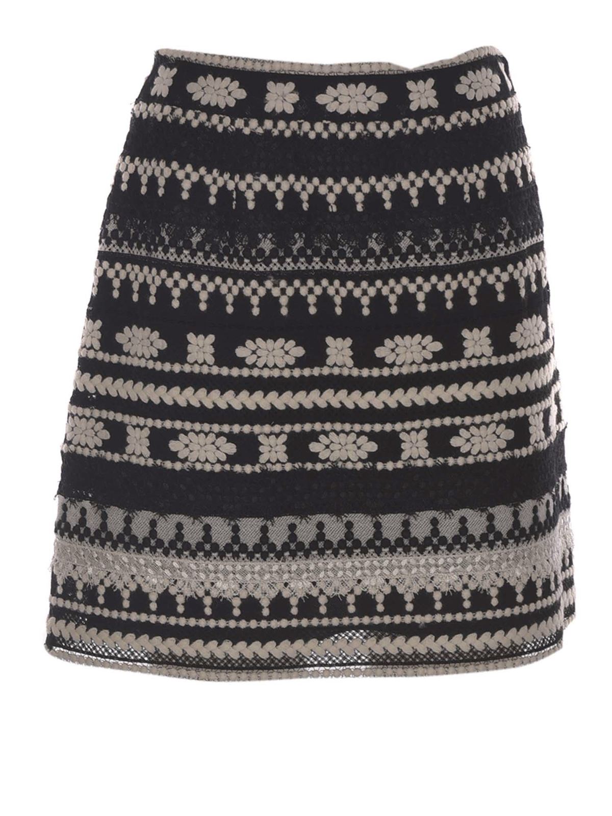 Ermanno Scervino Crochet Skirt In Black And White