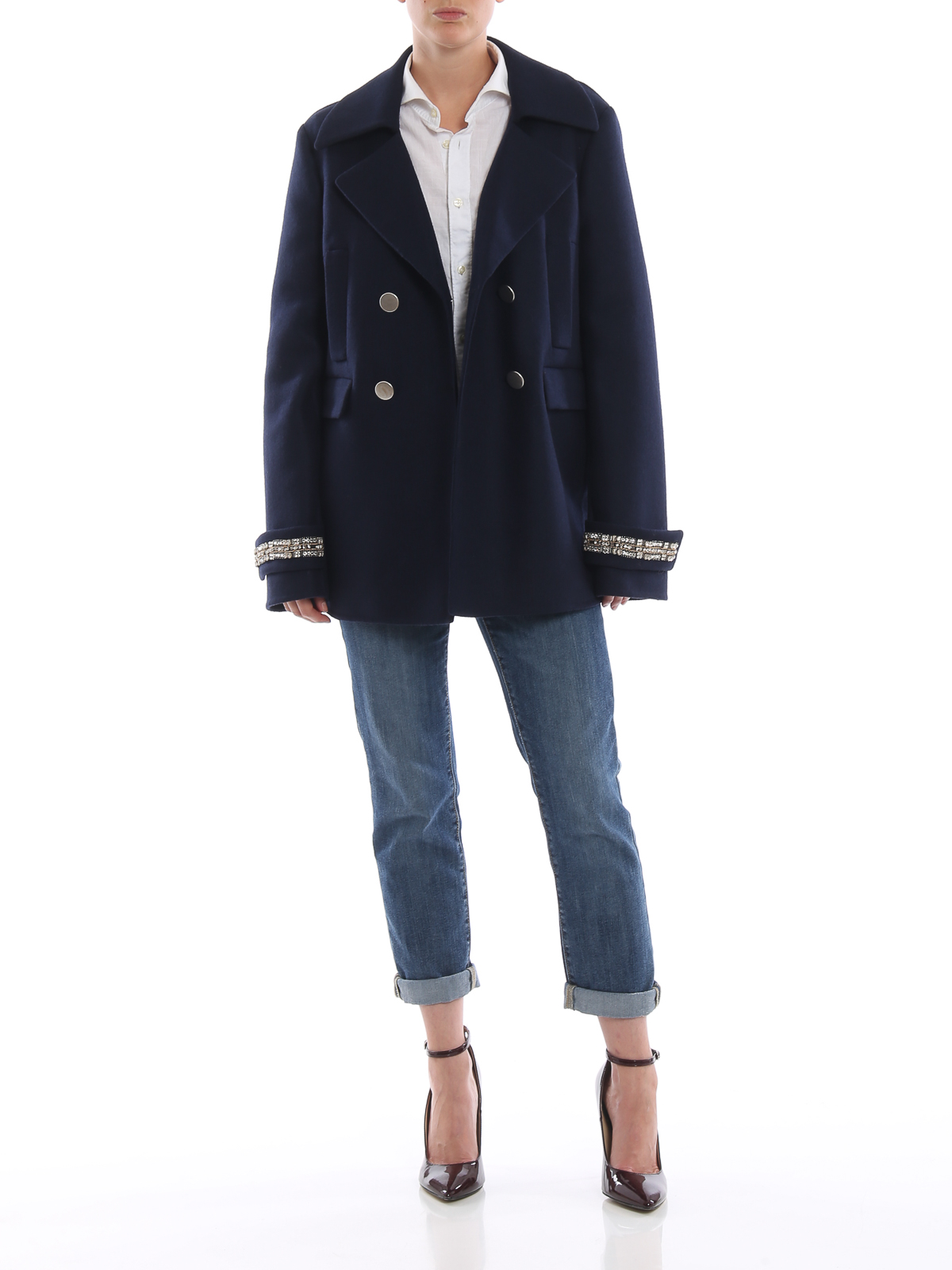 navy short coat