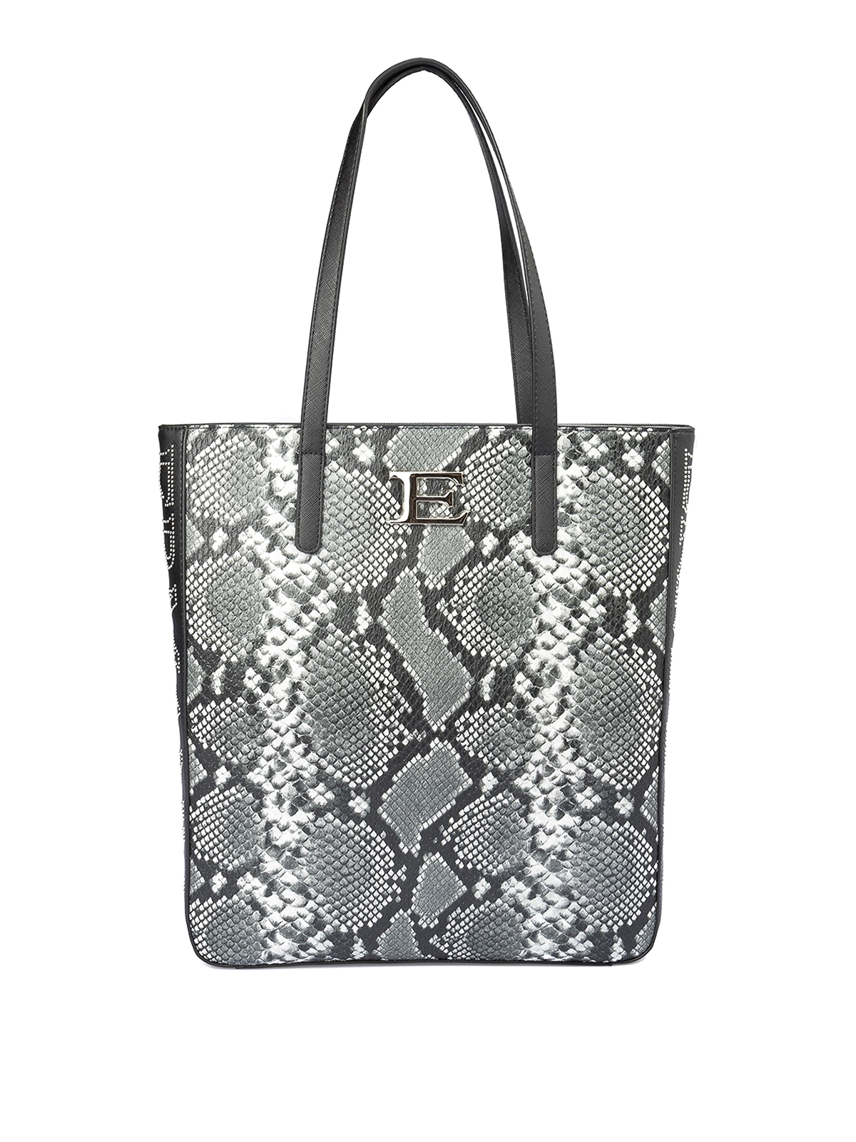 Snake print faux leather tote bag