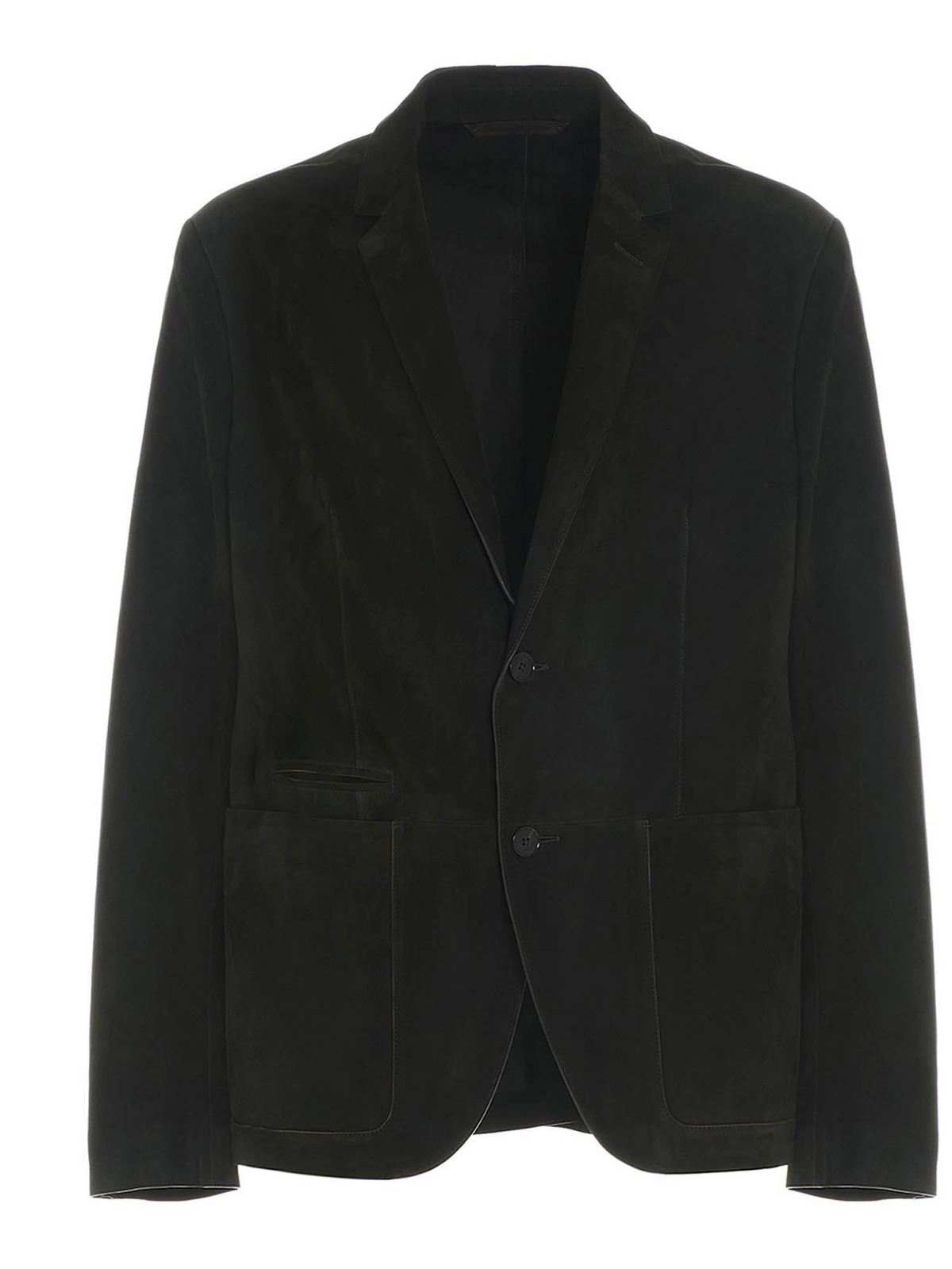 Ermenegildo Zegna - Suede leather jacket in green - leather jacket ...