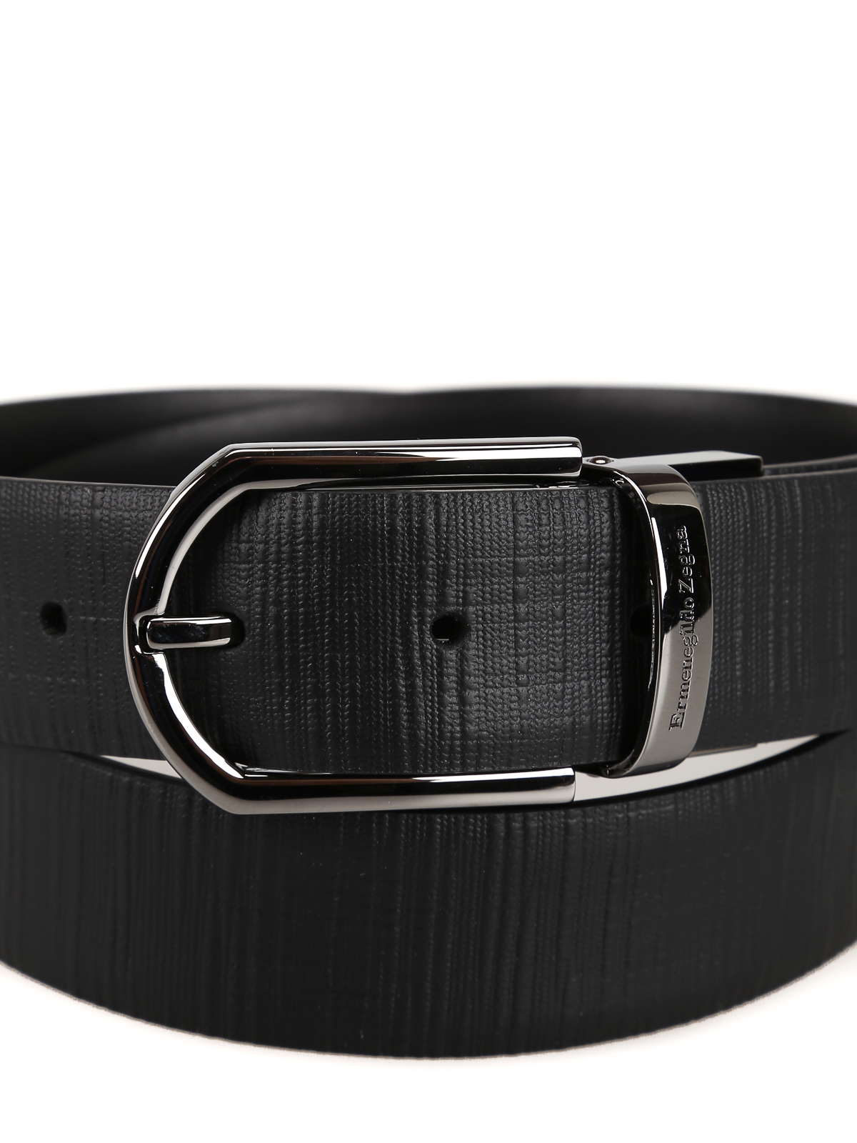 Belts Ermenegildo Zegna - Reversible black leather belt - BLINE1989ANER