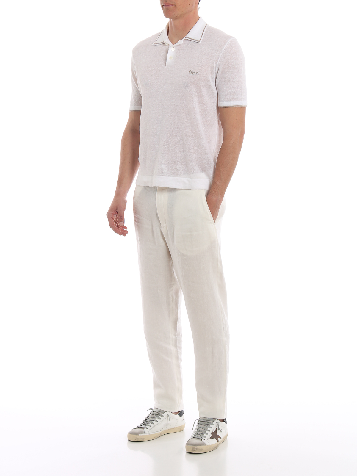 polo white linen pants