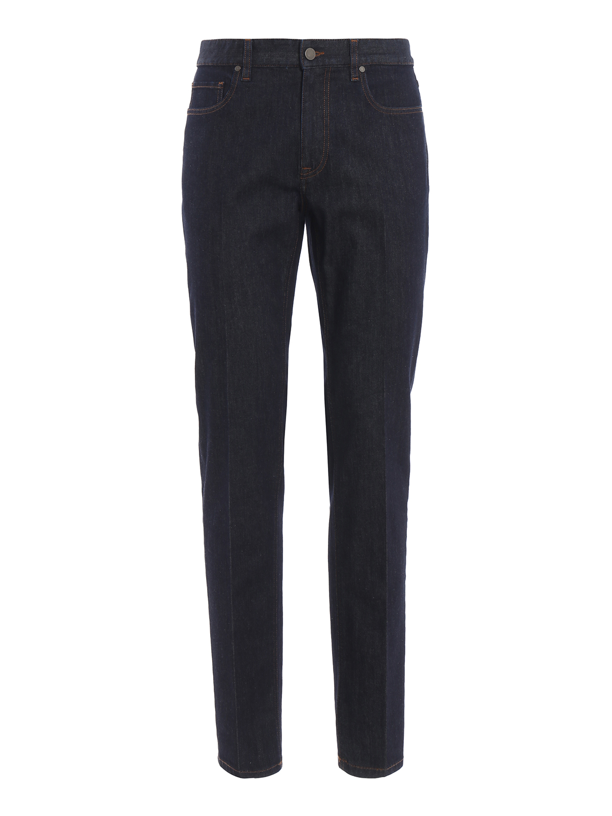 dark blue denim trousers