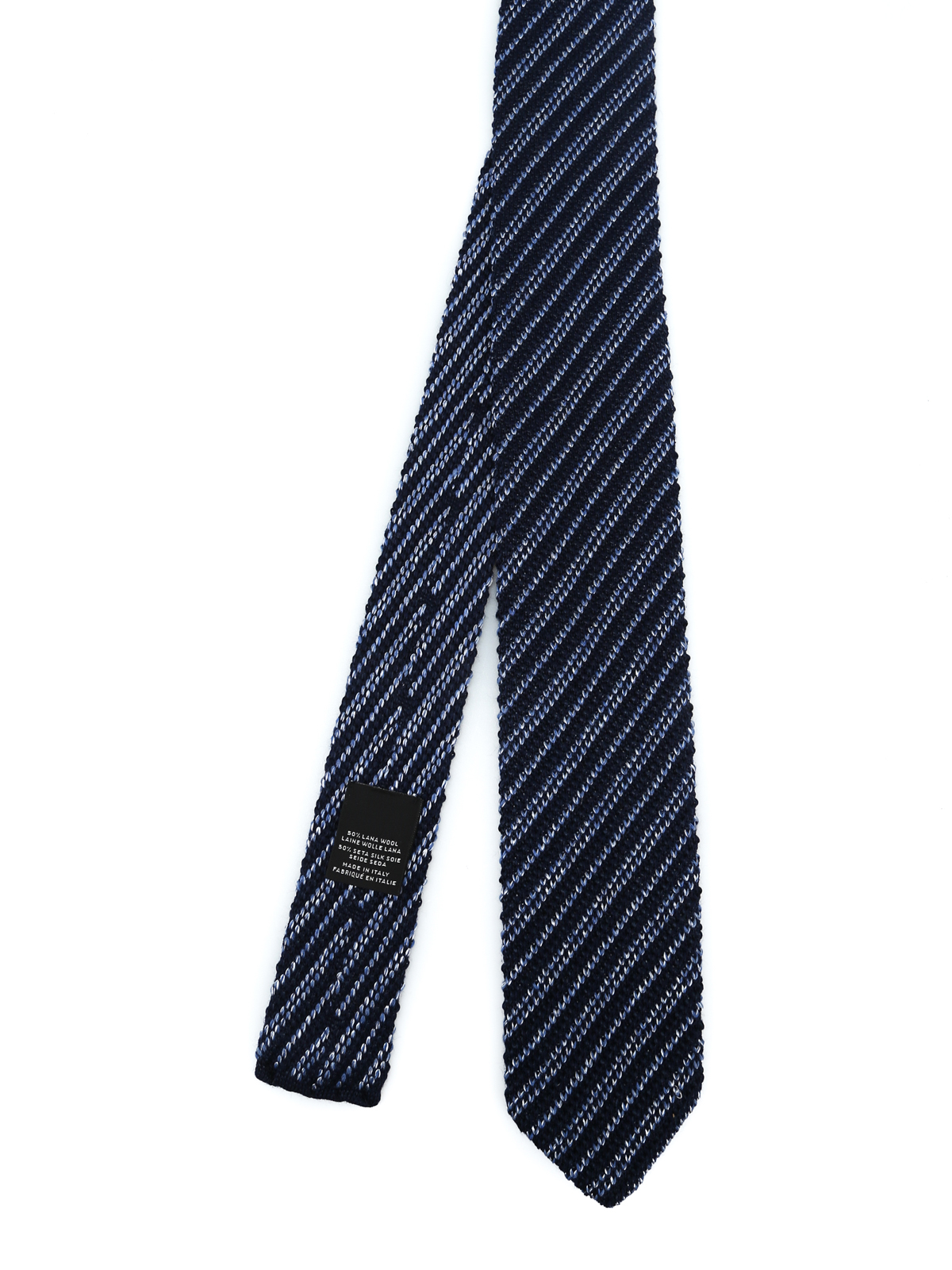 Ermenegildo Zegna - Knitted wool and silk striped dark blue tie - ties ...