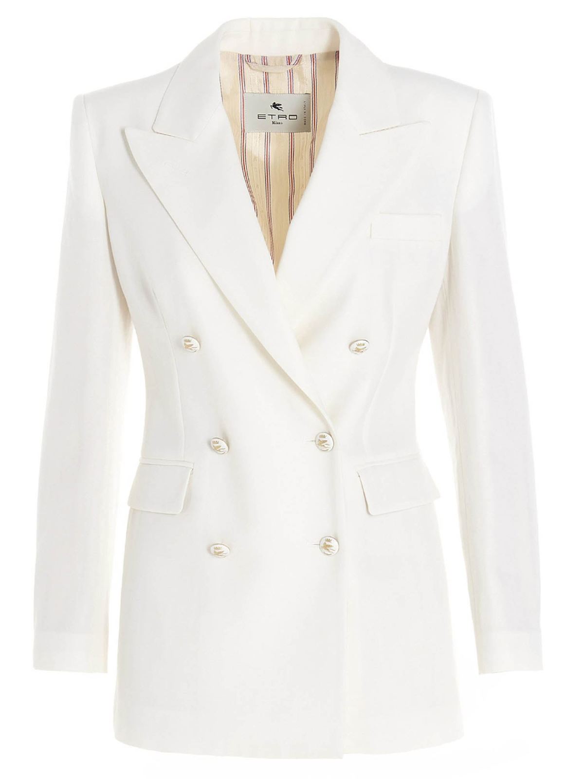 Etro - Double-breasted jacket in white - blazers - 1404805810990