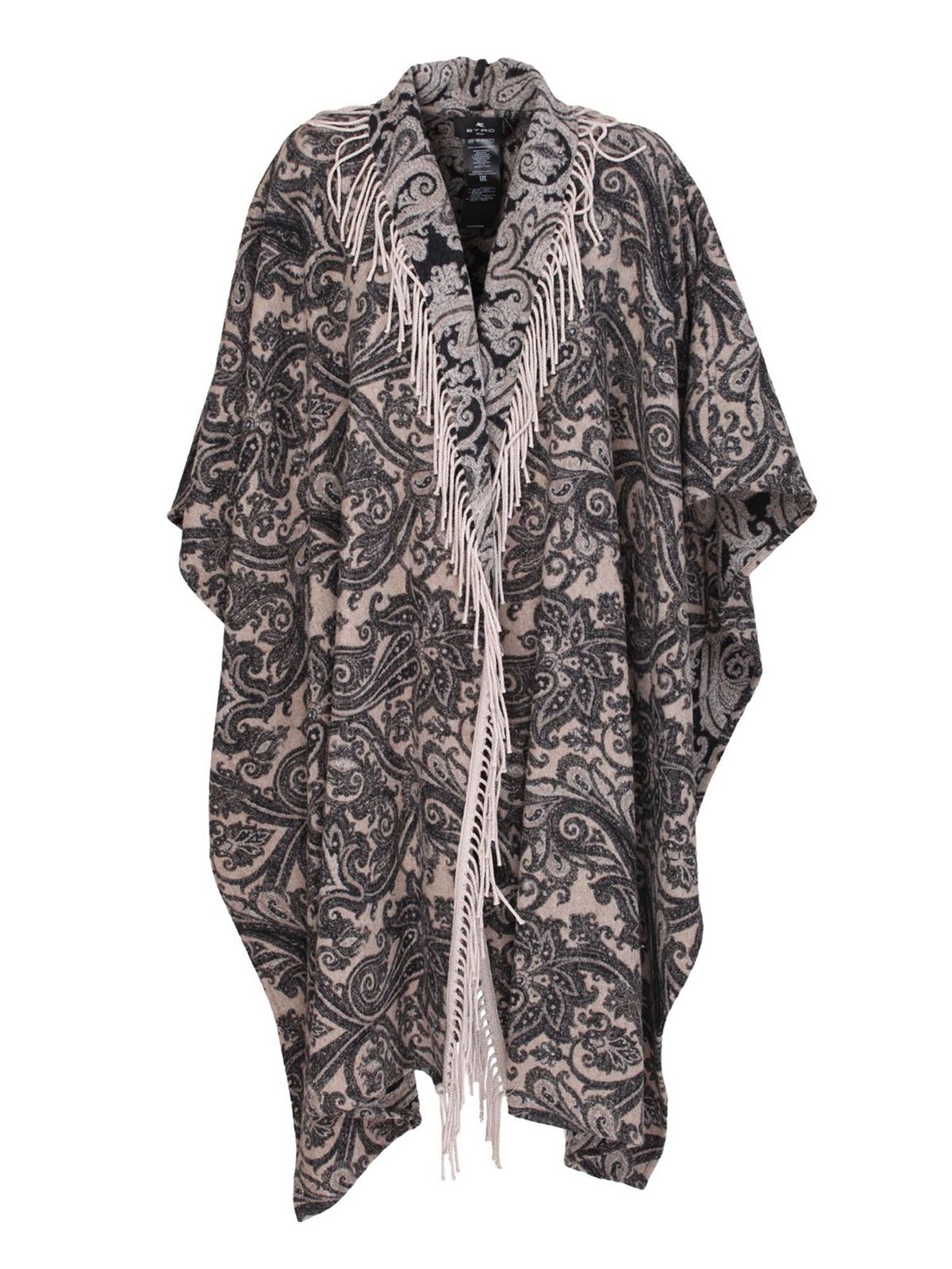 Capes & Ponchos Etro - Patterned cape in cashmere in brown - 170700579800