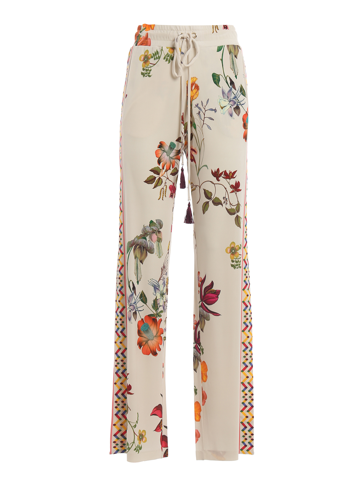 Casual trousers Etro Flower print white viscose trousers 151284455990