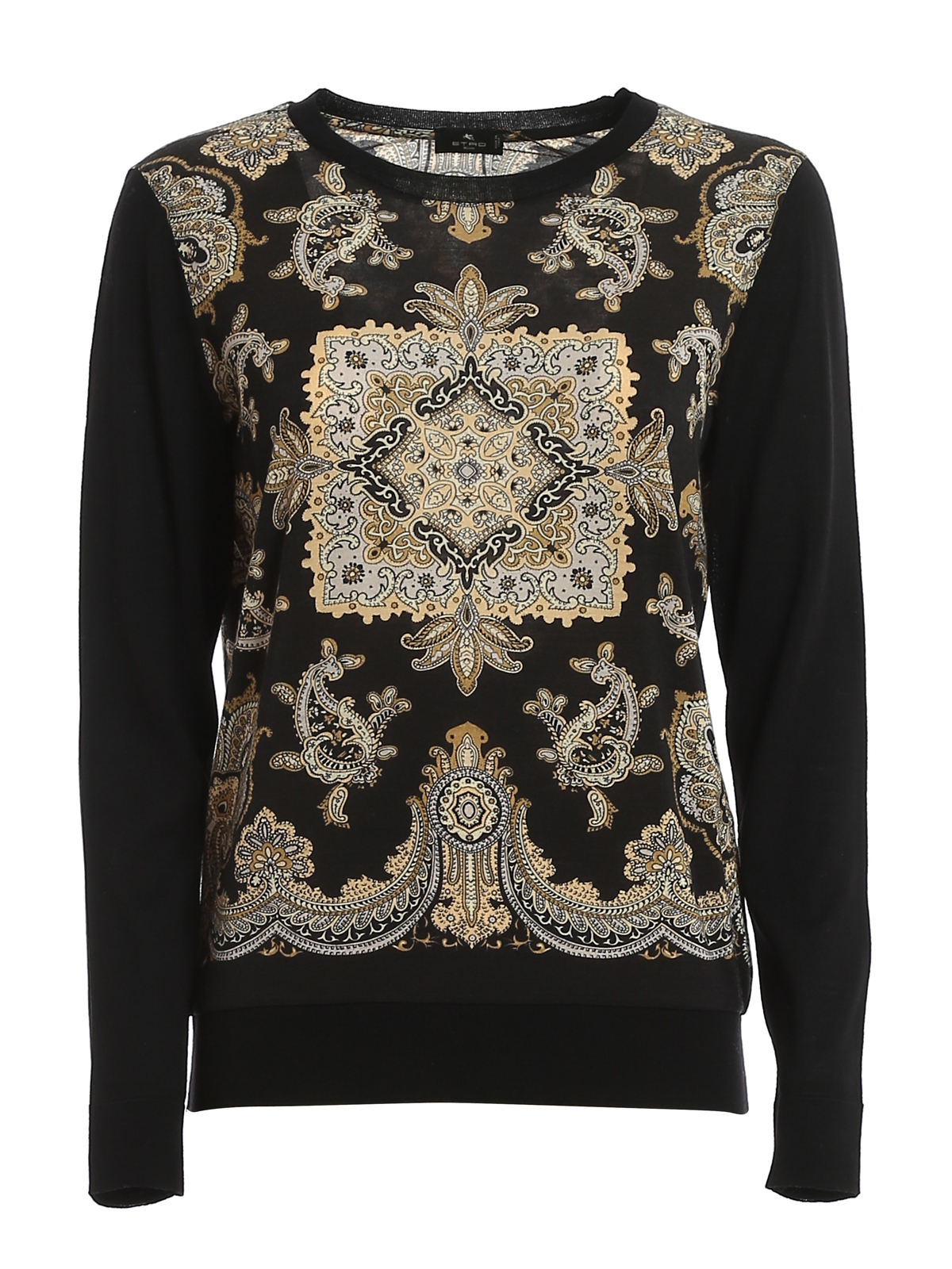 Paisley print wool blend sweater 