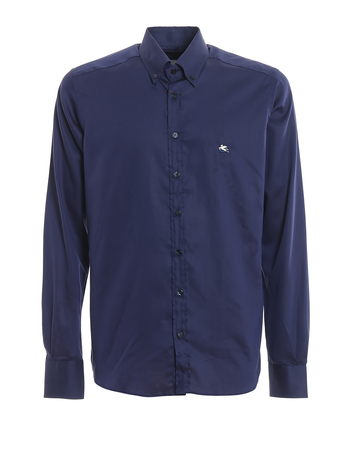 Etro Logo Embroidery Button-down Shirt In Blue