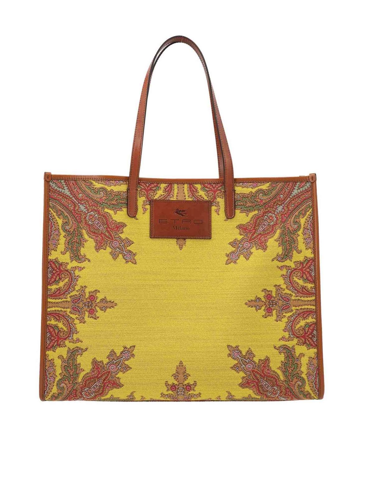 Etro - Medium Globetrotter shopper bag in yellow - totes bags ...